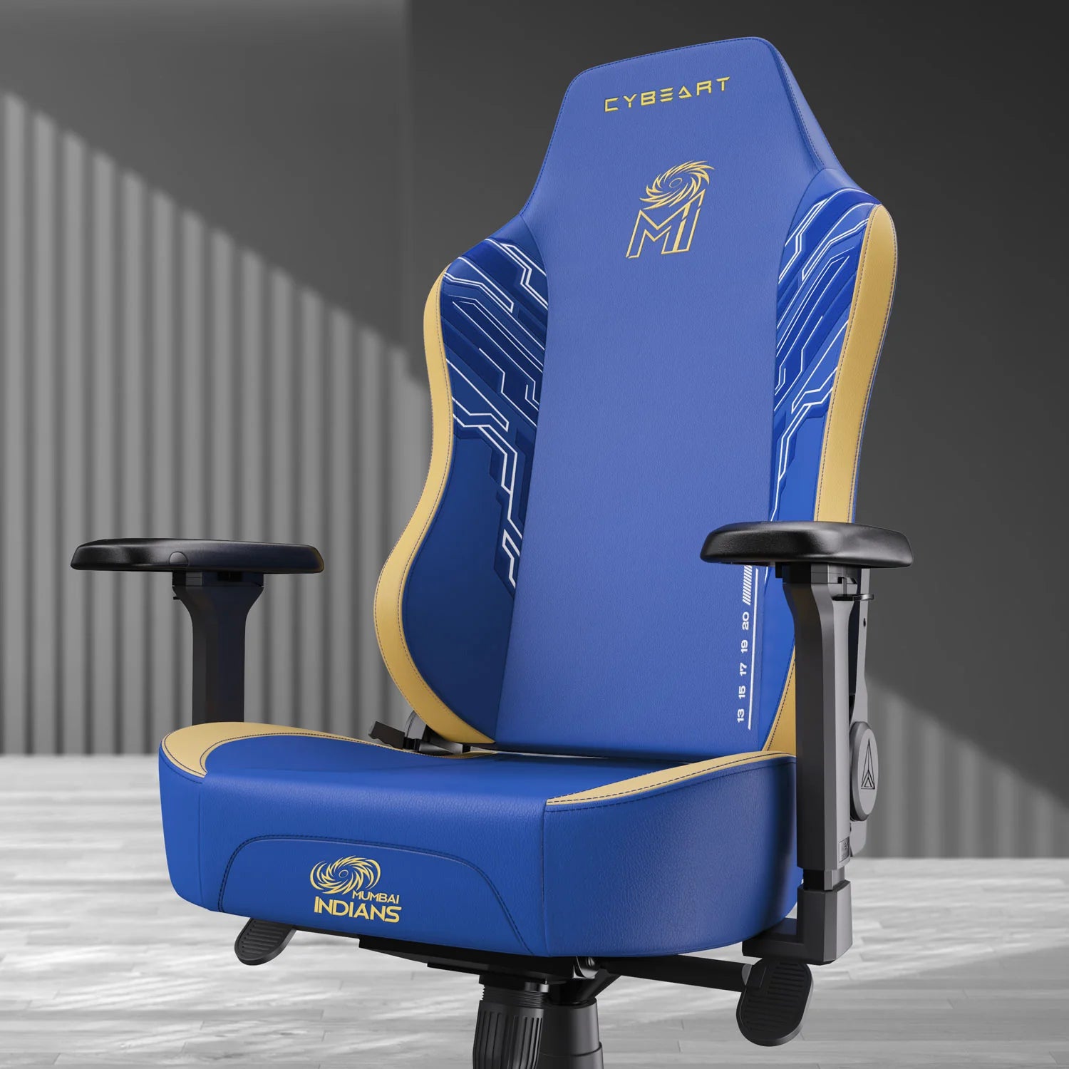 CYBEART Mumbai Indians 2077 Gaming Office Chair 4D Armrest Inbuilt Lumbar Support Supreme PU Leather, Ergonomic, Recline & Tilt