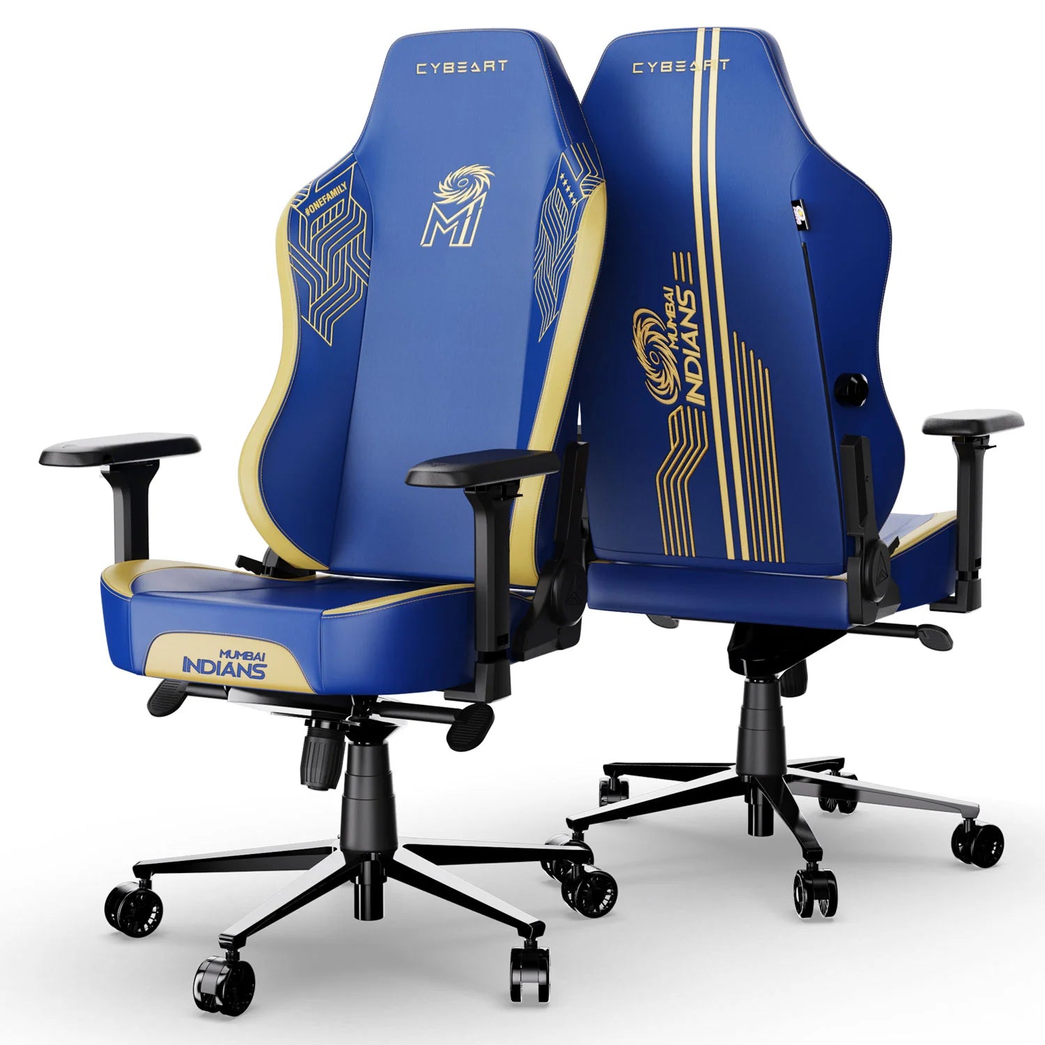 CYBEART Mumbai Indians Gaming Office Chair 4D Armrest Inbuilt Lumbar Support Supreme PU Leather, Ergonomic, Recline & Tilt - | Buy Online at Shwetha Computers