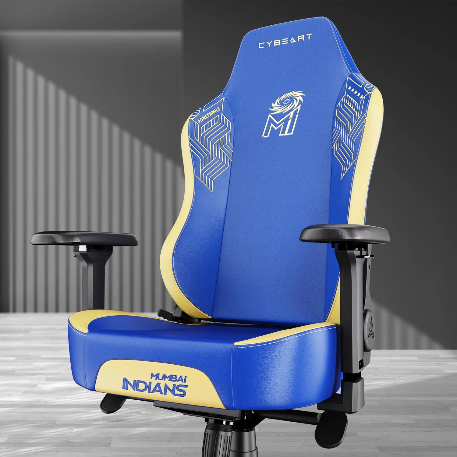 CYBEART Mumbai Indians Gaming Office Chair 4D Armrest Inbuilt Lumbar Support Supreme PU Leather, Ergonomic, Recline & Tilt - | Buy Online at Shwetha Computers