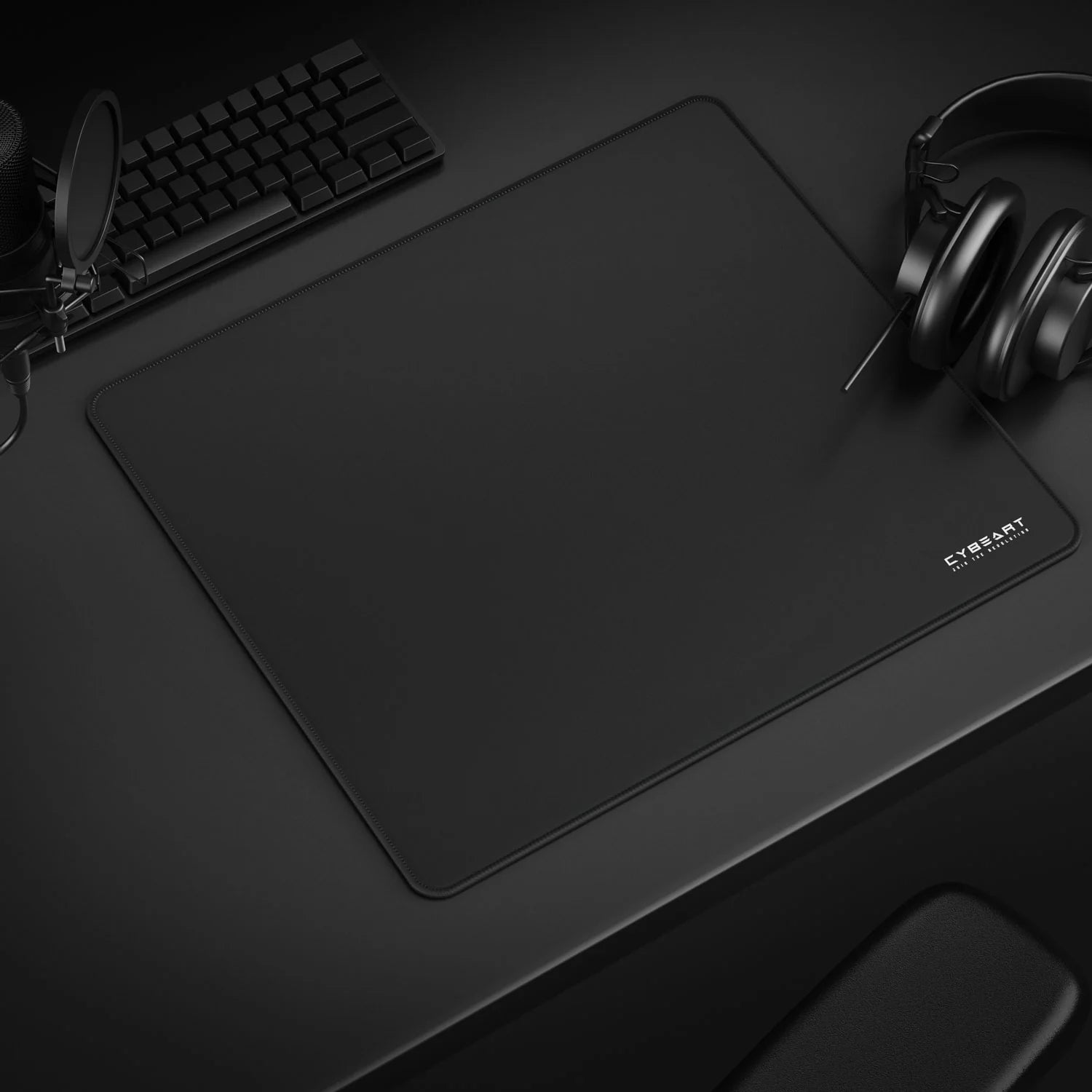 Cybeart Ghost (Black) Gaming Mouse Pad (Large - 450x400x4mm) Waterproof, Never Slip Base, Stitched Edges, Esports Grade