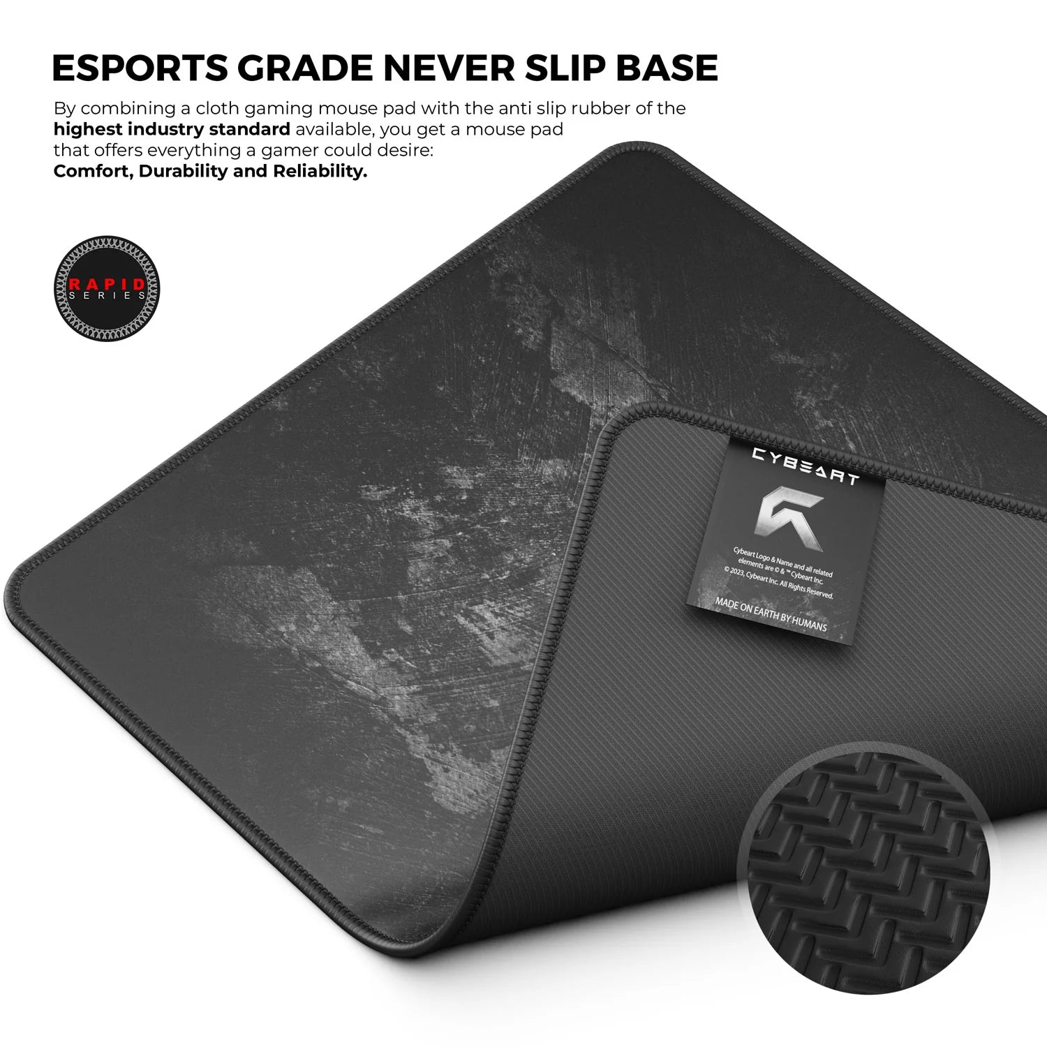 Cybeart Signature Edition Gaming Mouse Pad (Large - 450x400x4mm) Waterproof, Never Slip Base, Stitched Edges, Esports Grade