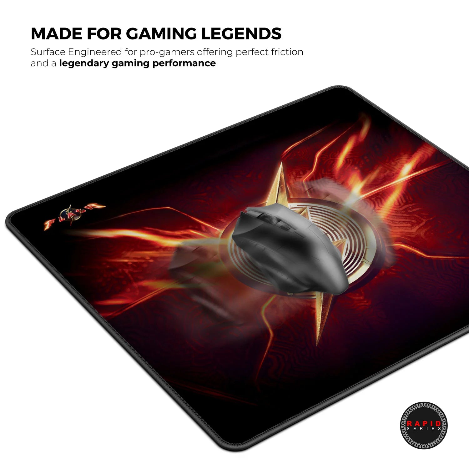 Cybeart The Flash Gaming Mouse Pad (Large - 450x400x4mm) Waterproof, Never Slip Base, Stitched Edges, Esports Grade