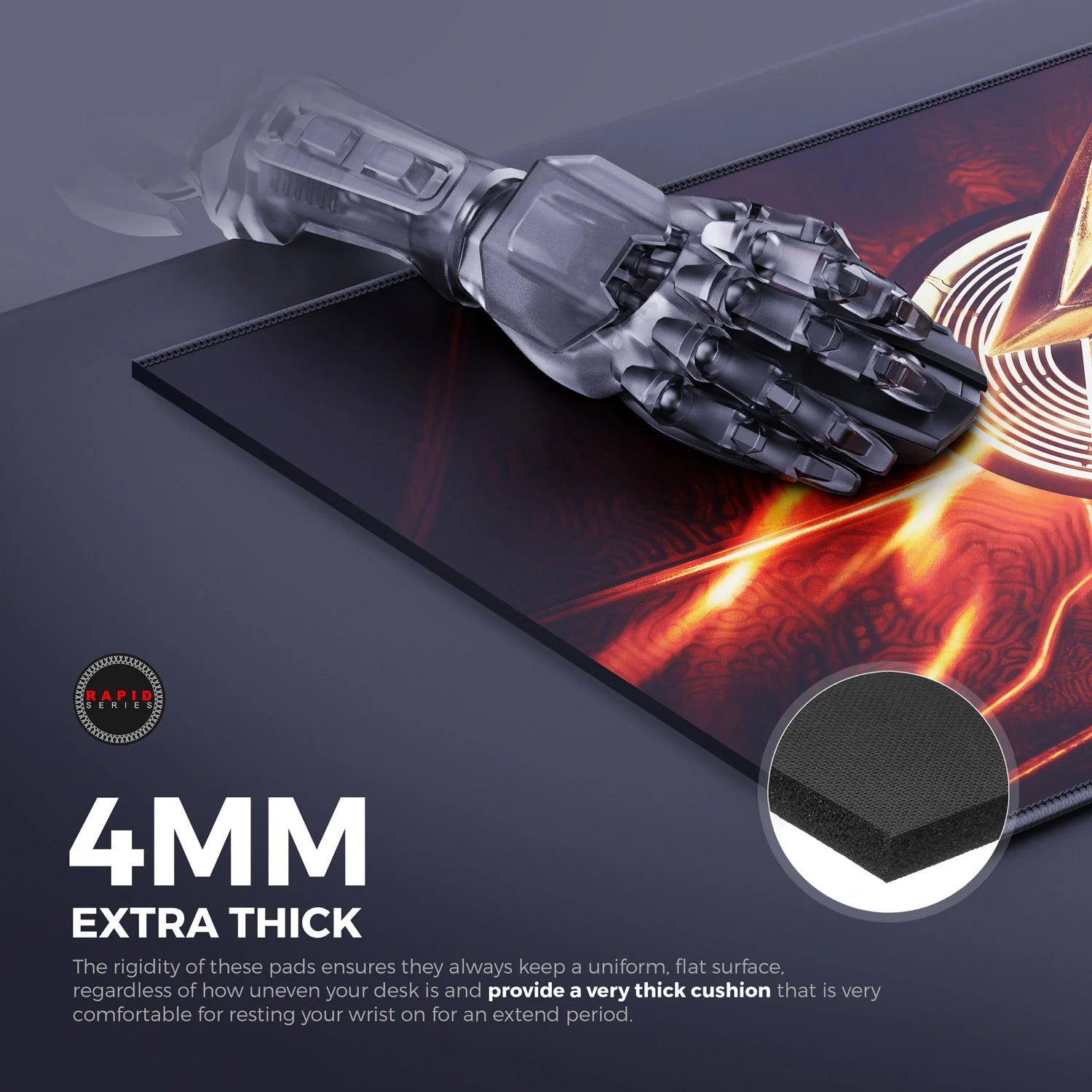 Cybeart The Flash Gaming Mouse Pad (Large - 450x400x4mm) Waterproof, Never Slip Base, Stitched Edges, Esports Grade