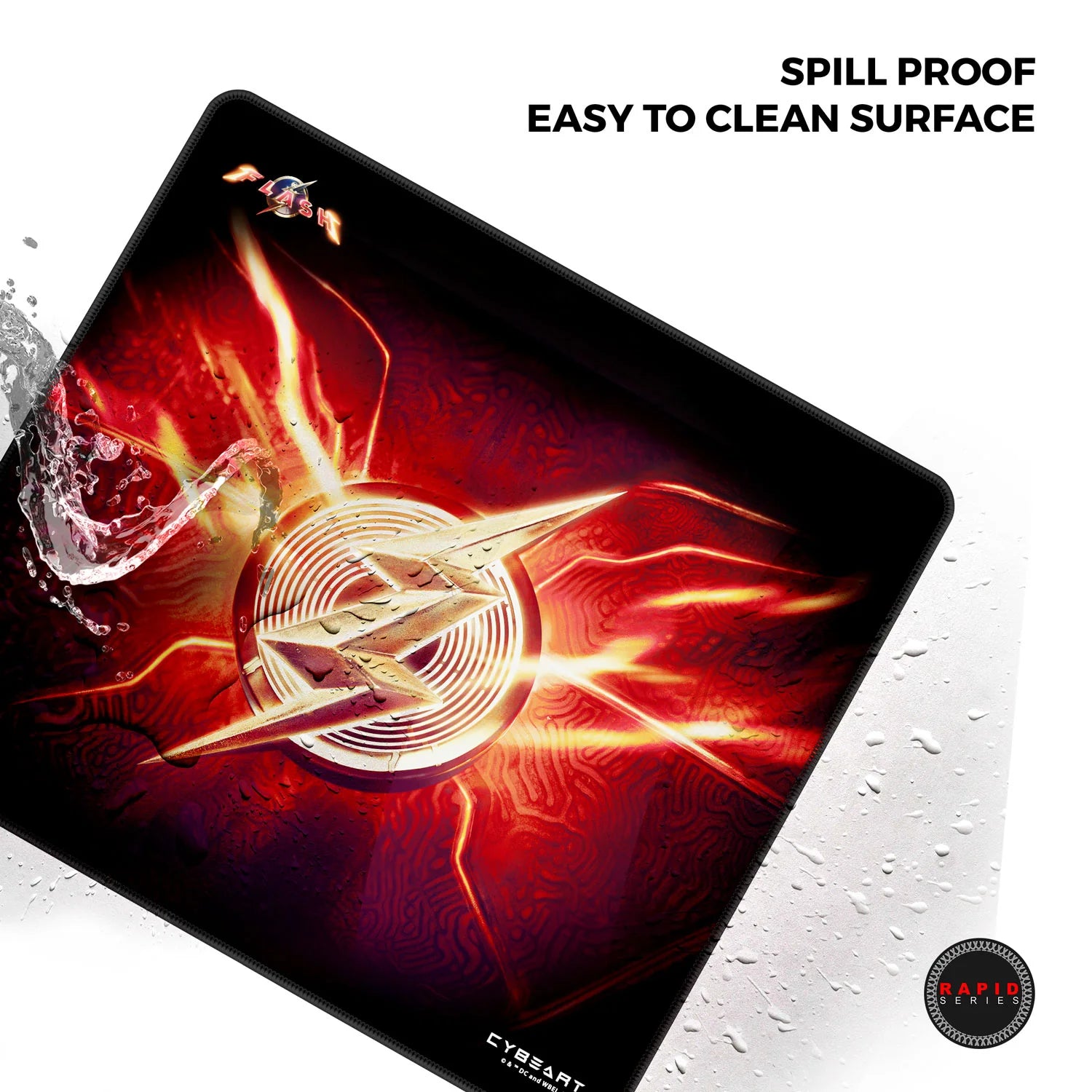 Cybeart The Flash Gaming Mouse Pad (Large - 450x400x4mm) Waterproof, Never Slip Base, Stitched Edges, Esports Grade