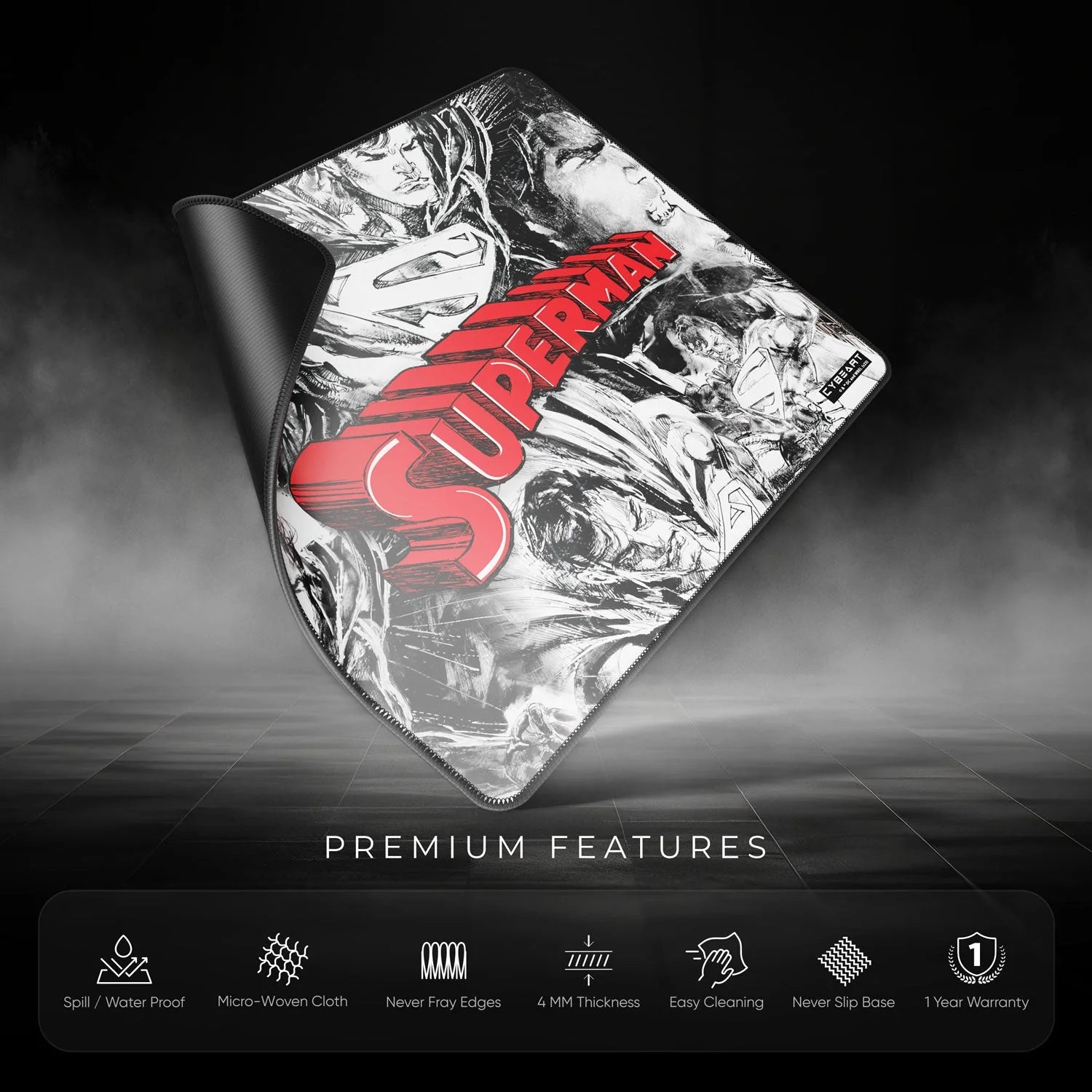 Cybeart Superman Jim Lee Edition Gaming Mouse Pad (Large - 450x400x4mm) Waterproof, Never Slip Base, Stitched Edges, Esports Grade