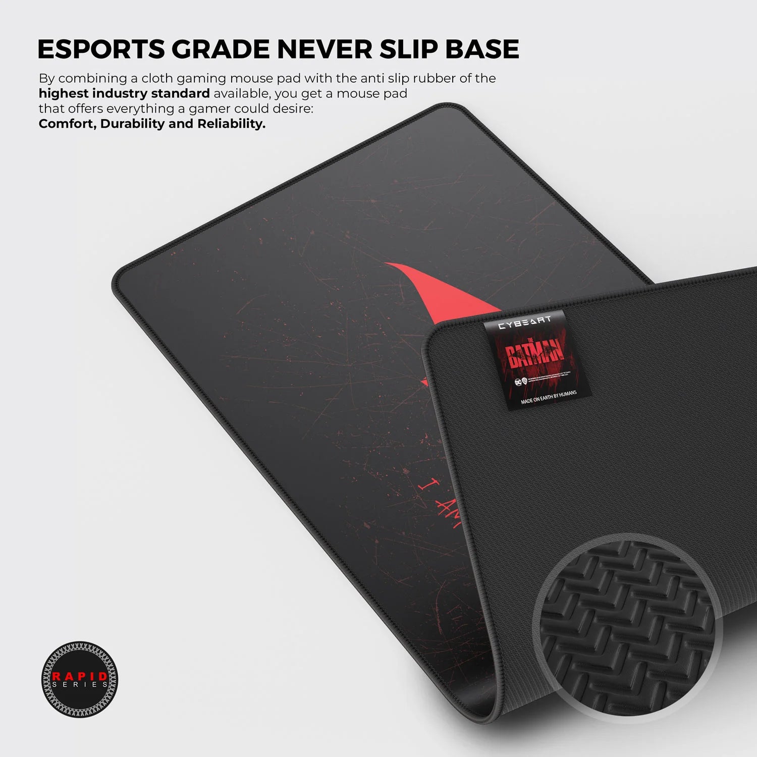 Cybeart The Batman Gaming Desk Mat (XXL - 900x400x4mm) Waterproof, Never Slip Base, Stitched Edges, Esports Grade