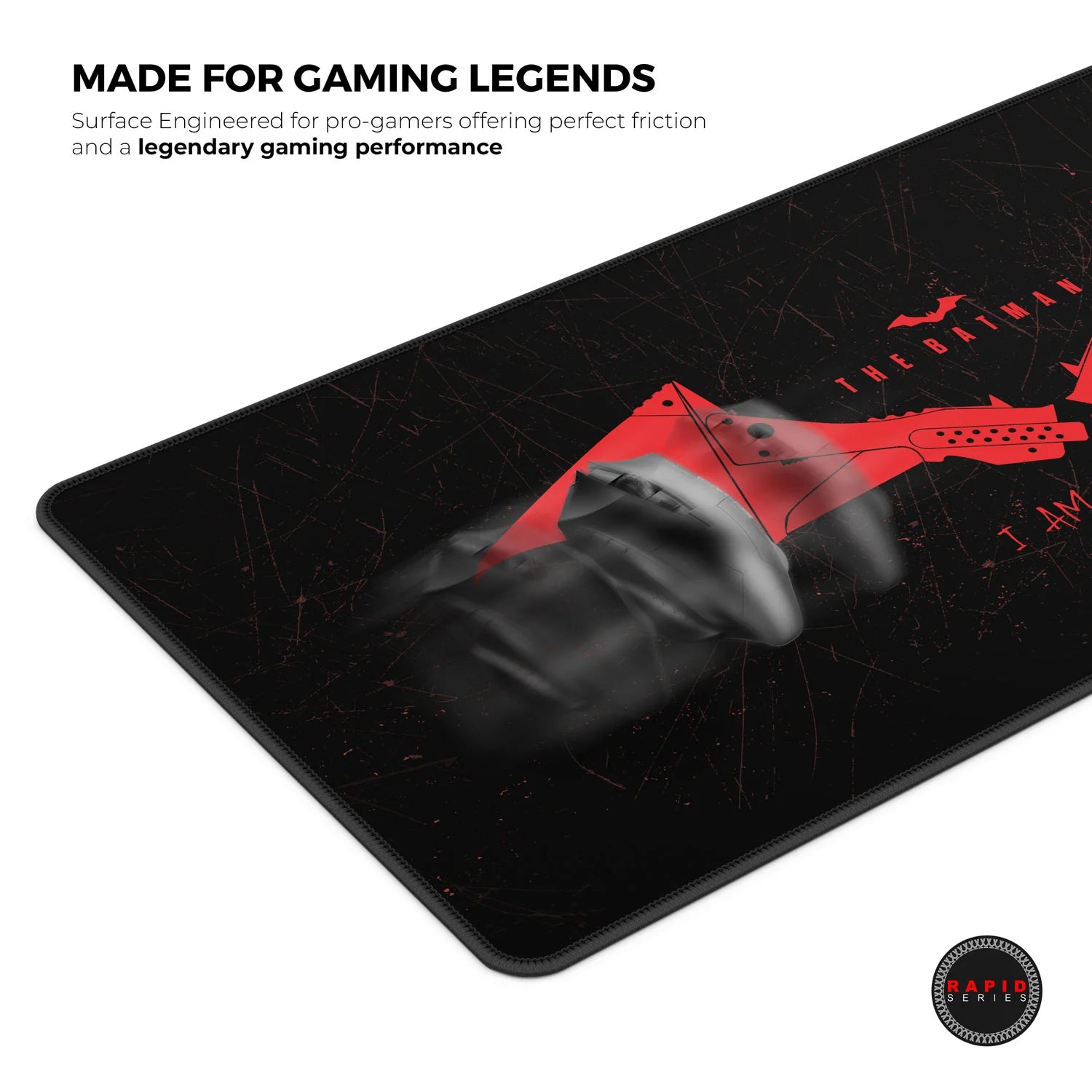 Cybeart The Batman Gaming Desk Mat (XXL - 900x400x4mm) Waterproof, Never Slip Base, Stitched Edges, Esports Grade