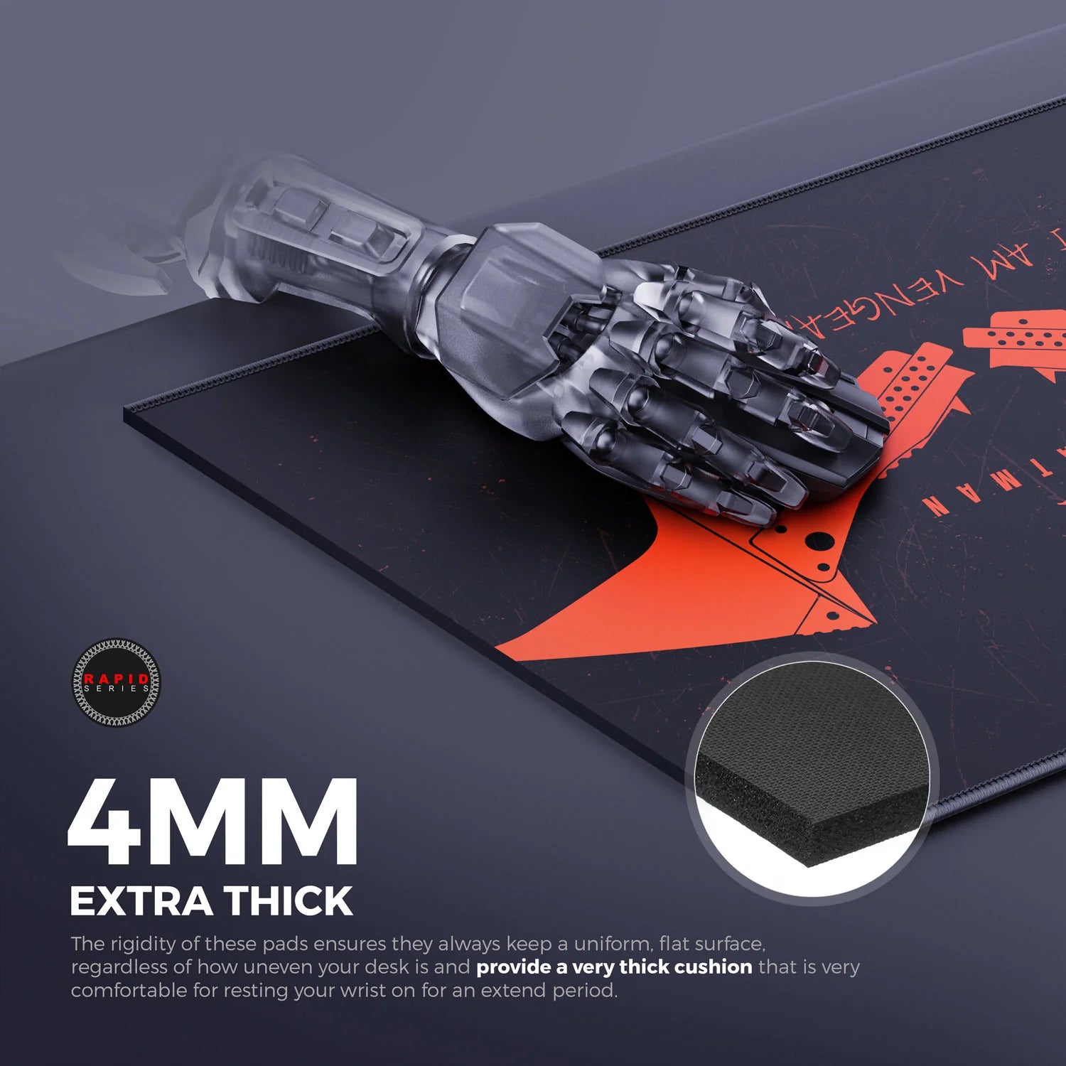 Cybeart The Batman Gaming Desk Mat (XXL - 900x400x4mm) Waterproof, Never Slip Base, Stitched Edges, Esports Grade