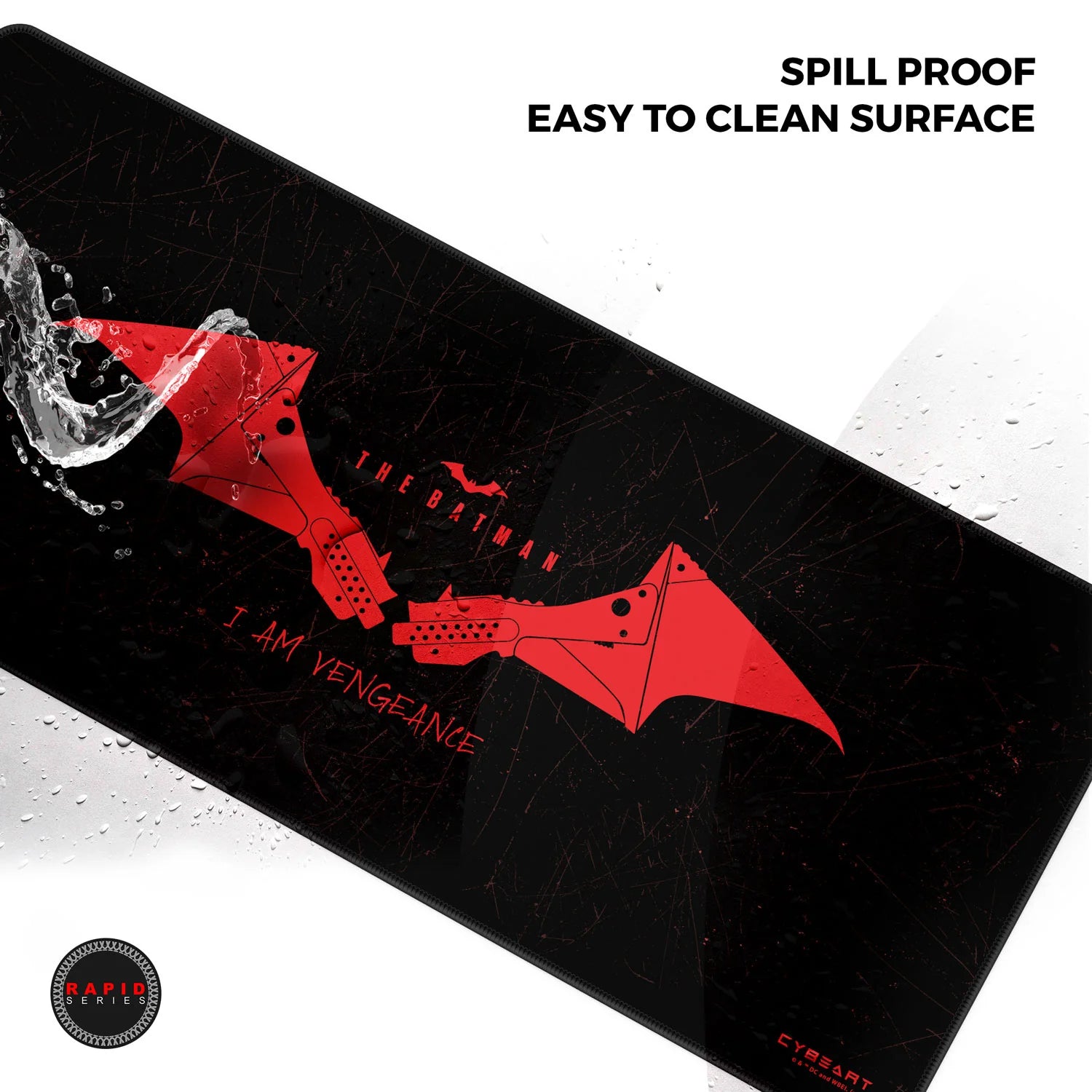 Cybeart The Batman Gaming Desk Mat (XXL - 900x400x4mm) Waterproof, Never Slip Base, Stitched Edges, Esports Grade