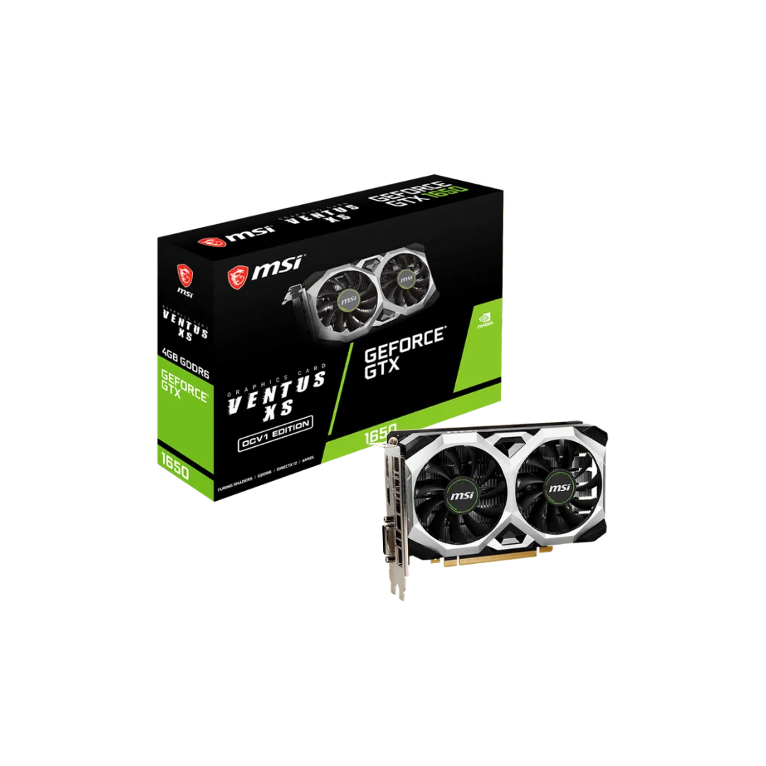 MSI GTX 1650 Ventus Graphics Card - 4GB GDDR6, Dual Fan OC, Efficient Cooling