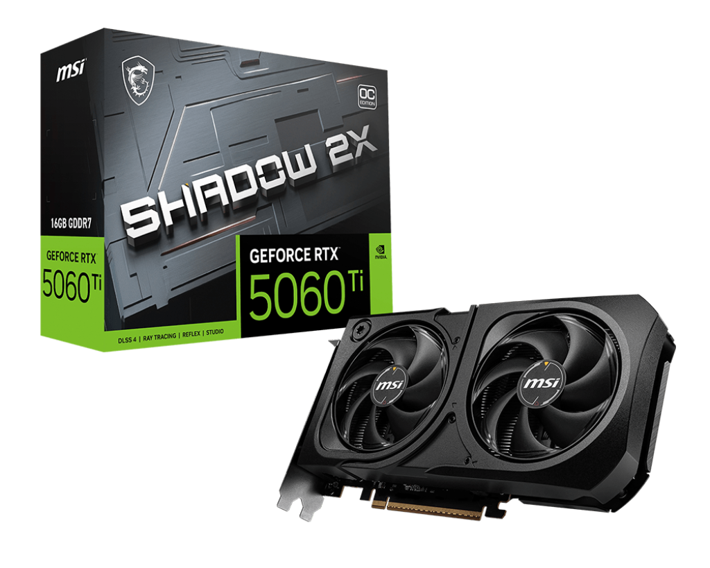 MSI GeForce RTX 5060 Ti 16G SHADOW 2X OC PLUS Graphics Card