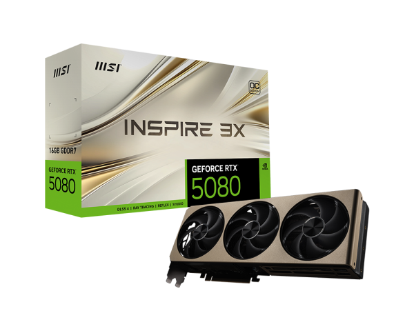 MSI GeForce RTX 5080 16G INSPIRE 3X OC GDDR7 Graphics Card