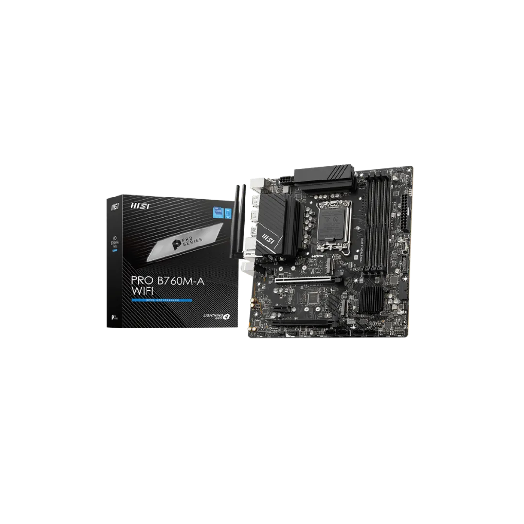 MSI PRO B760M-A WIFI Motherboard - 4 RAM Slots, DDR5, PCIe 4.0