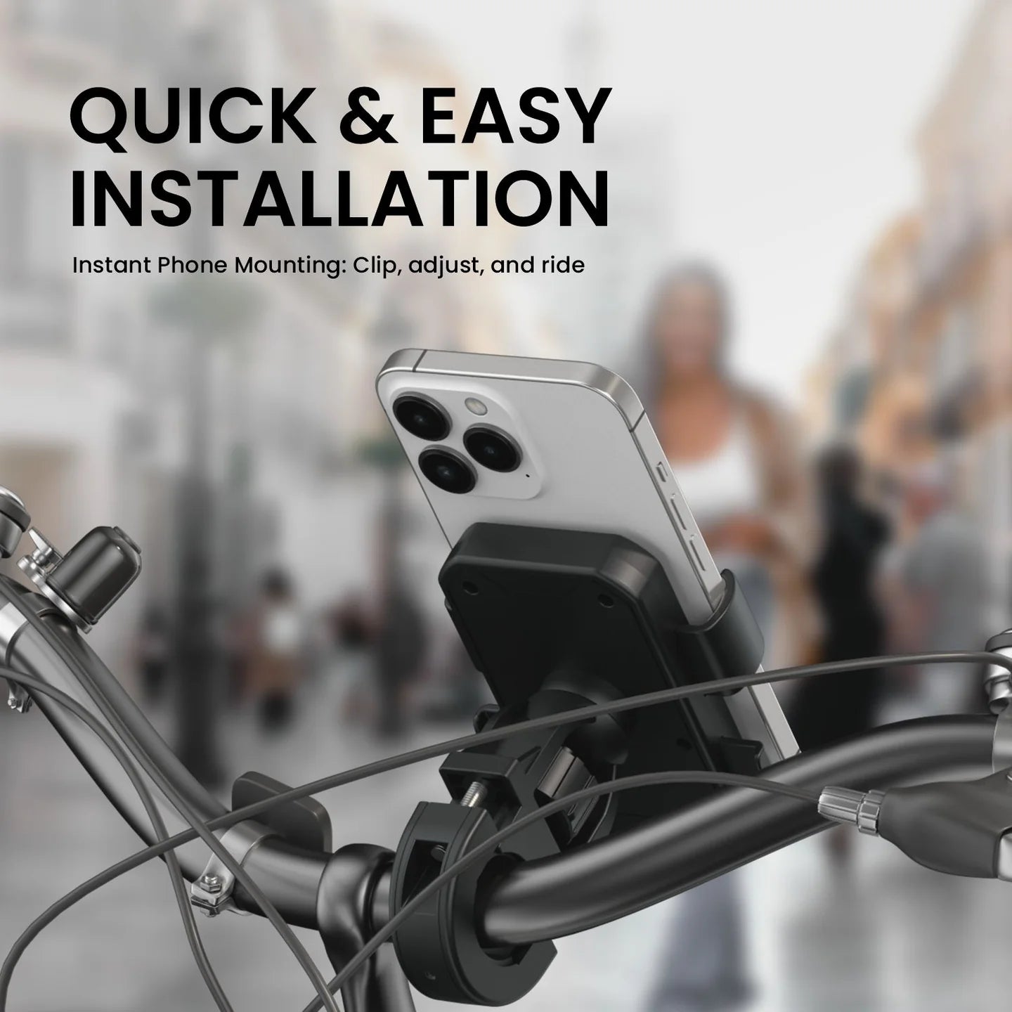 PORTRONICS Mobike 4 Bike Phone Mount | One-Press Lock | 360° Rotation | Bike Phone Holder | Handlebar Mount