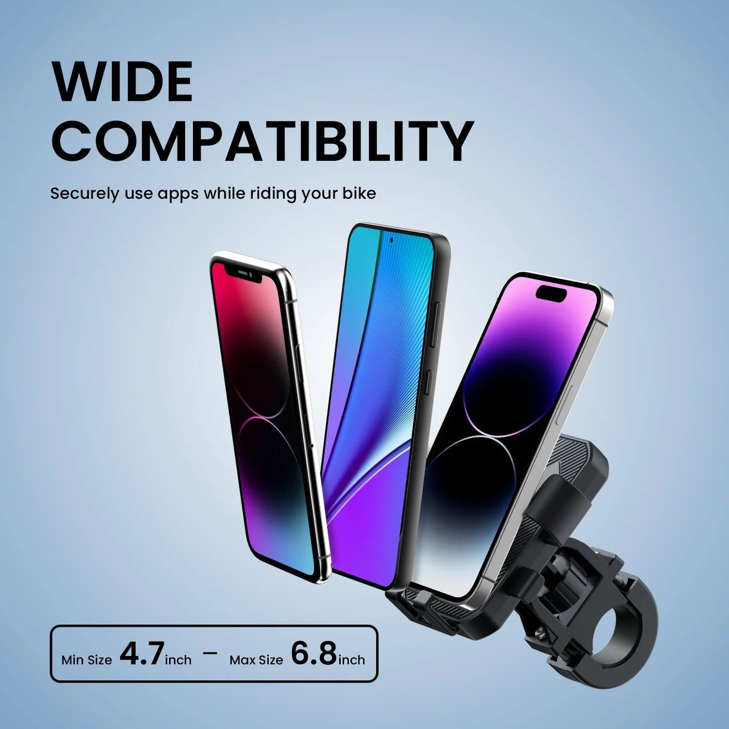 PORTRONICS Mobike 4 Bike Phone Mount | One-Press Lock | 360° Rotation | Bike Phone Holder | Handlebar Mount