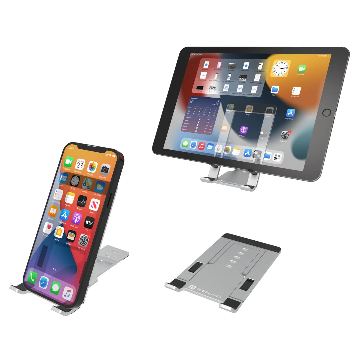 PORTRONICS Modesk One Universal Mobile & Tablet Holder | Flexible Design | Smartphone&Tablet Compatible | Multiple Design | Ergonimic Design