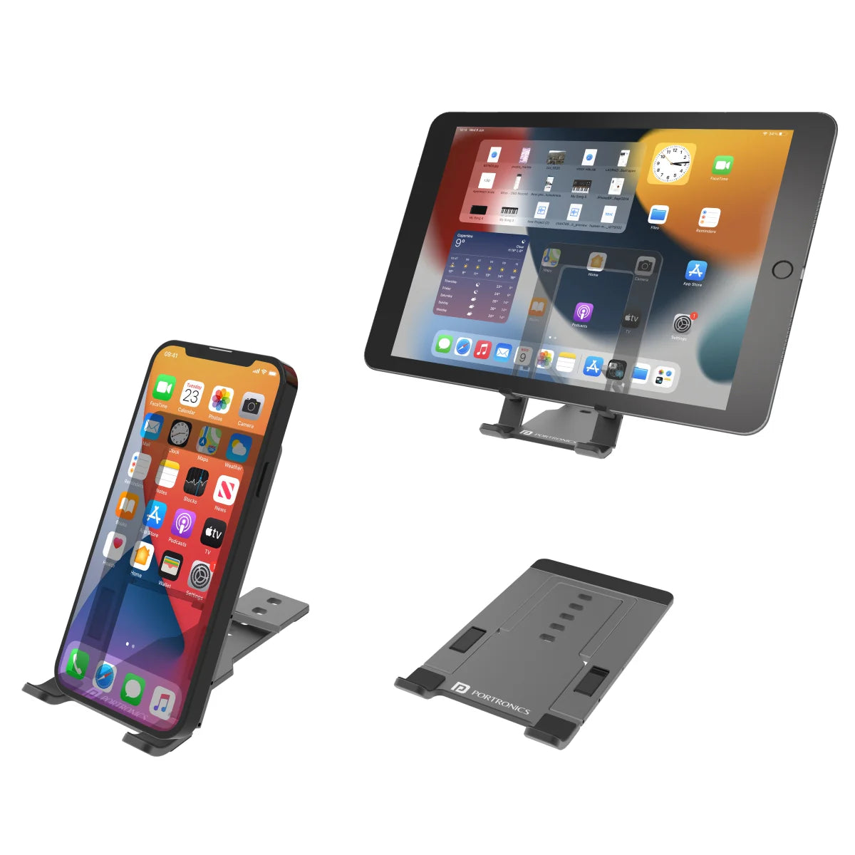 PORTRONICS Modesk One Universal Mobile & Tablet Holder | Flexible Design | Smartphone&Tablet Compatible | Multiple Design | Ergonimic Design