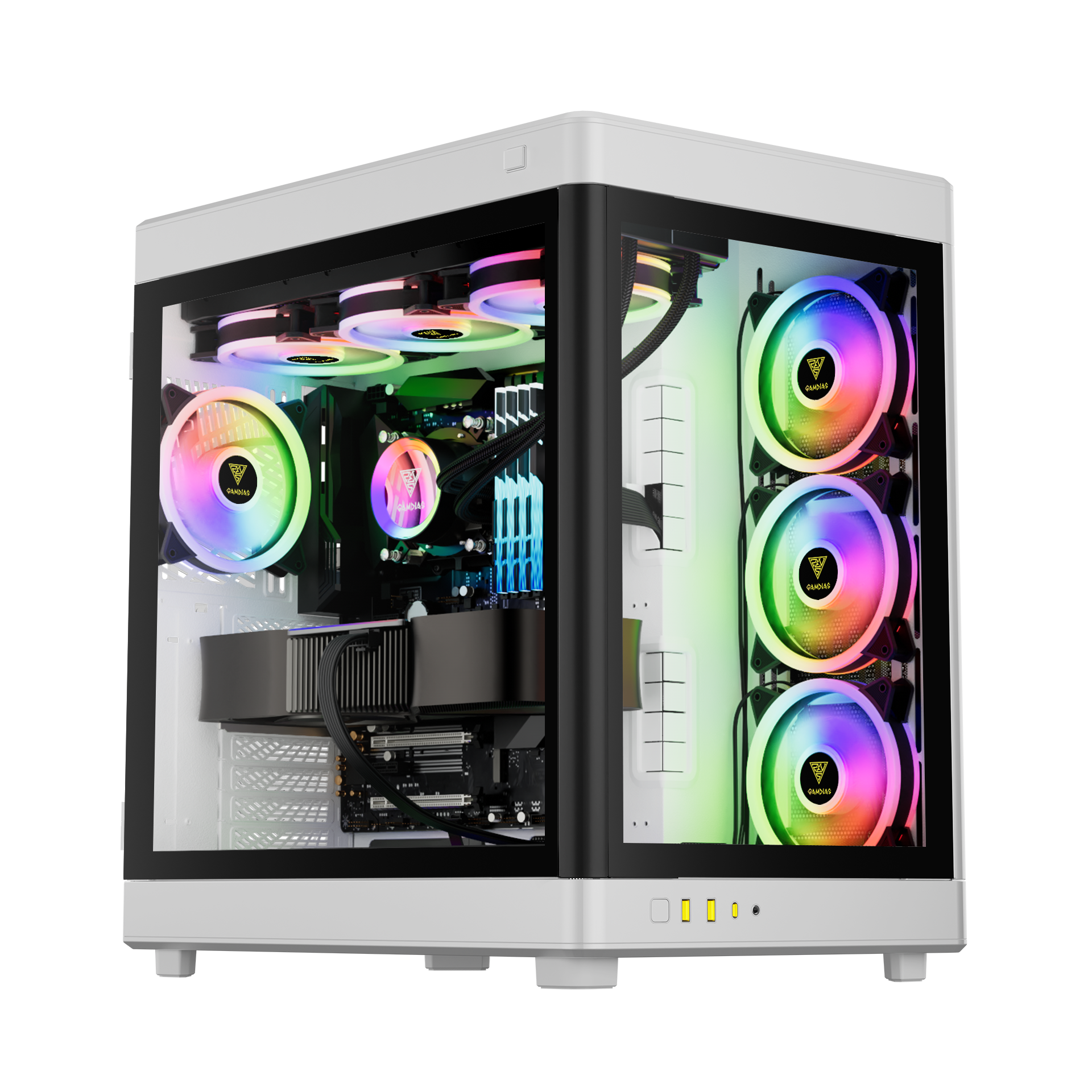 GAMDIAS NESO P1 White Full Tower Case with Panoramic Glass & High Fan Support