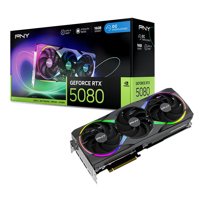 PNY GeForce RTX 5080 ARGB EPIC-X RGB Overclocked Triple Fan Graphic Card - | Buy Online at Shwetha Computers