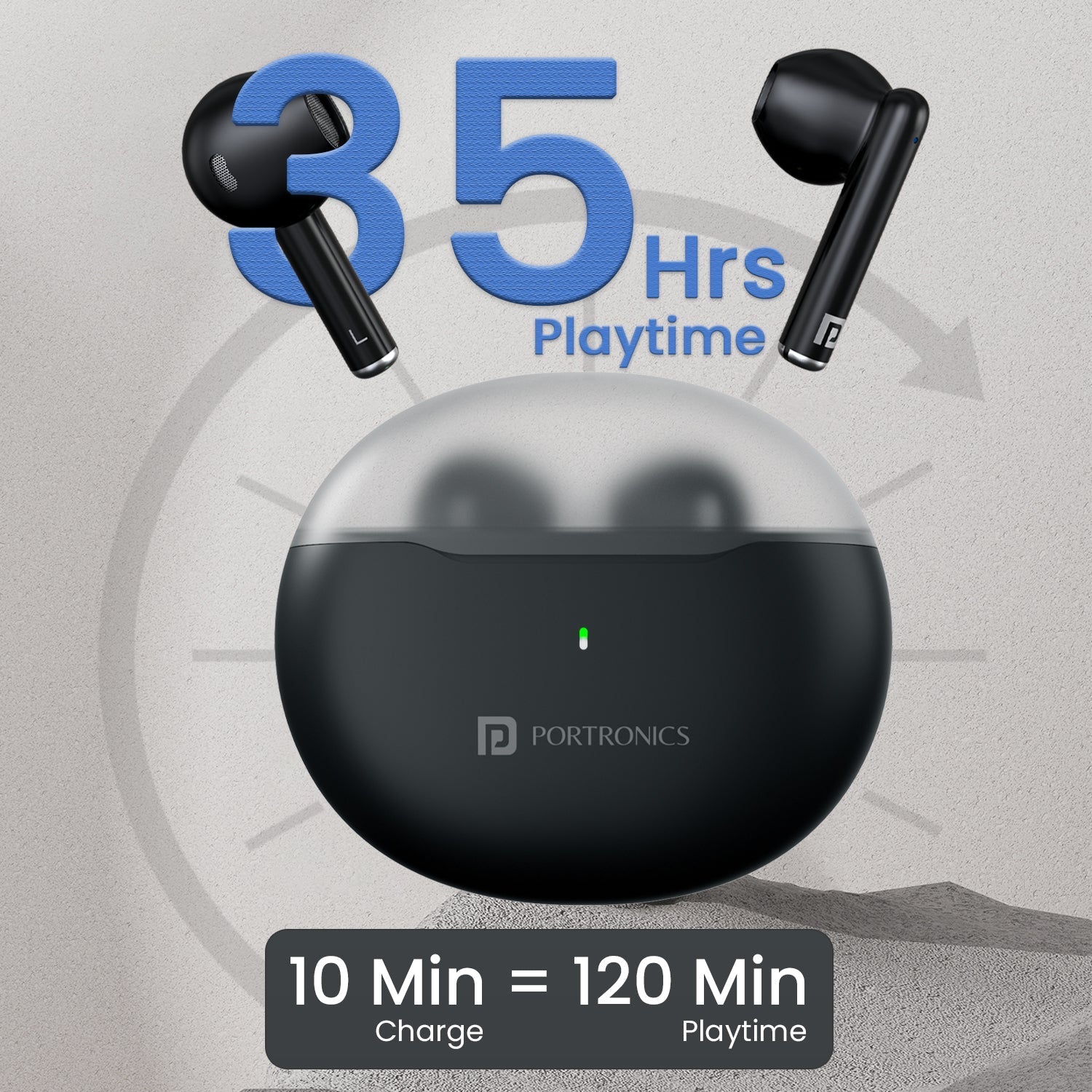 PORTONICS Harmonics Twins S20 | Gaming & Music Mode | 13mm Bass Dynamic Mode | Touch Control | Type C Fast Charging - | Buy Online at Shwetha Computers