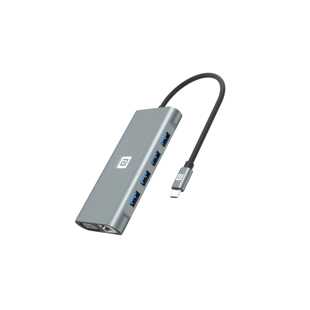 PORTRONICS MPORT 11C USB Hub with 10Gbps Data Transfer, 100W Max Output, and 3.5mm Audio Jack