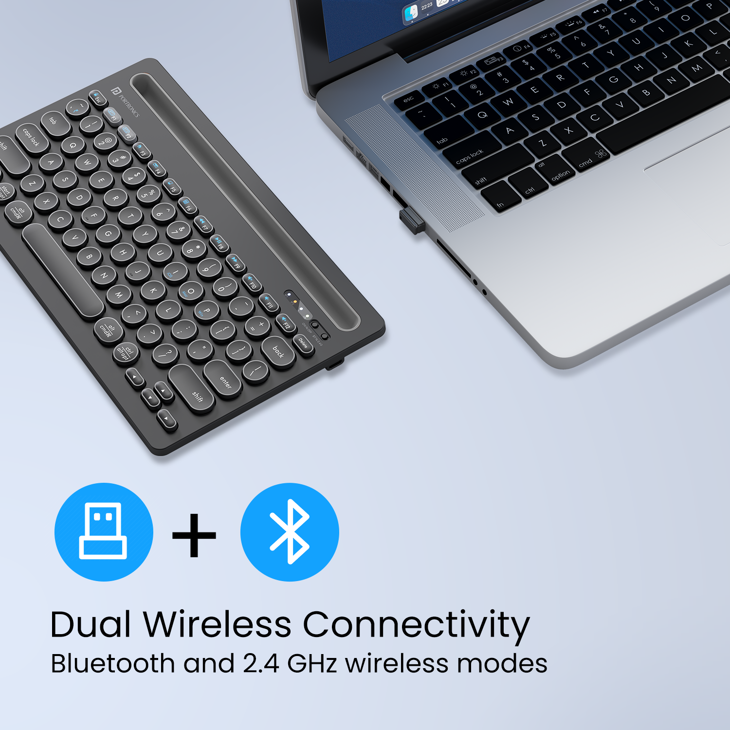 PORTRONICS Bubble Dock Dual Wireless | Rechargeable | Tablet Holder | Multi-Device Pairing
