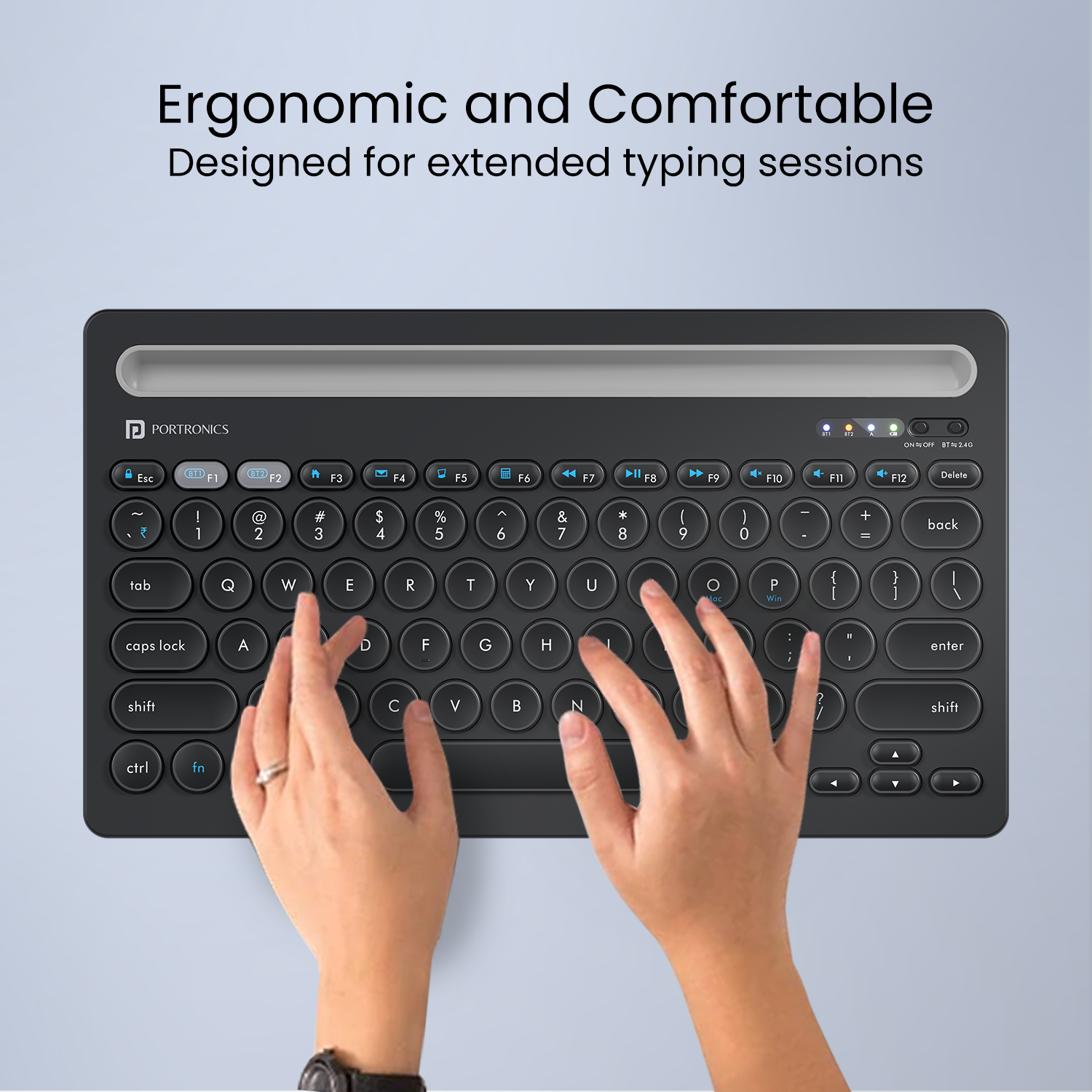 PORTRONICS Bubble Dock Dual Wireless | Rechargeable | Tablet Holder | Multi-Device Pairing