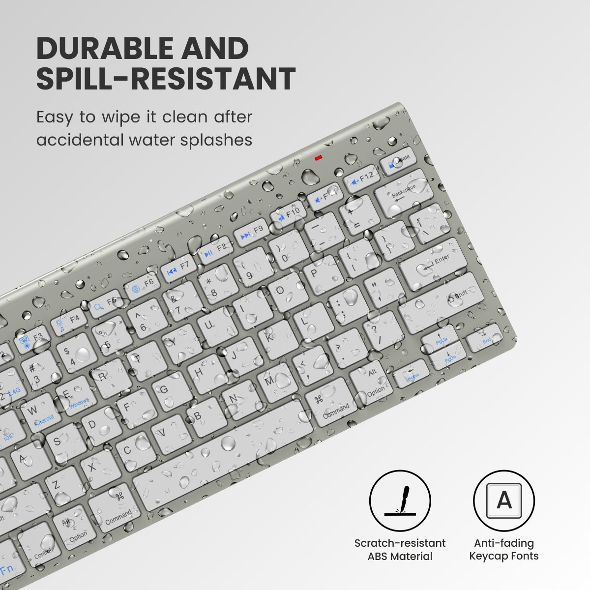 PORTRONICS Bubble Max Sleek Wireless Keyboard with Silent Keys | Bluetooth | 2.4 GHz Receiver | Connect 3 Devices | Wireless Keyboard