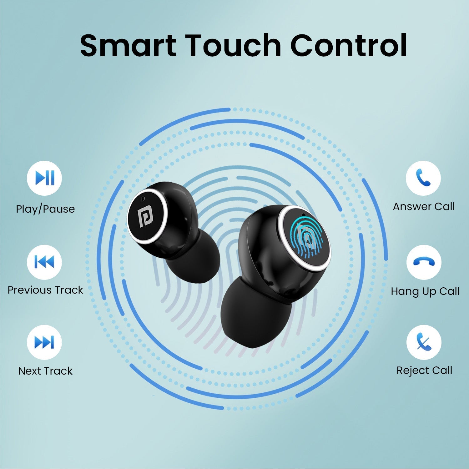 PORTRONICS Harmonics Twins S13 24 Hour Playtime | Touch Control | Low Latency | Type C Fast Charging