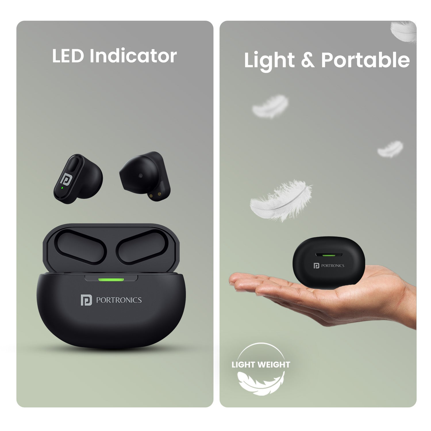 PORTRONICS Harmonics Twins S17 | Ergonomic Light Design | Game/Music Mode |10mm Dynamic Driver | Type C Fast Charging