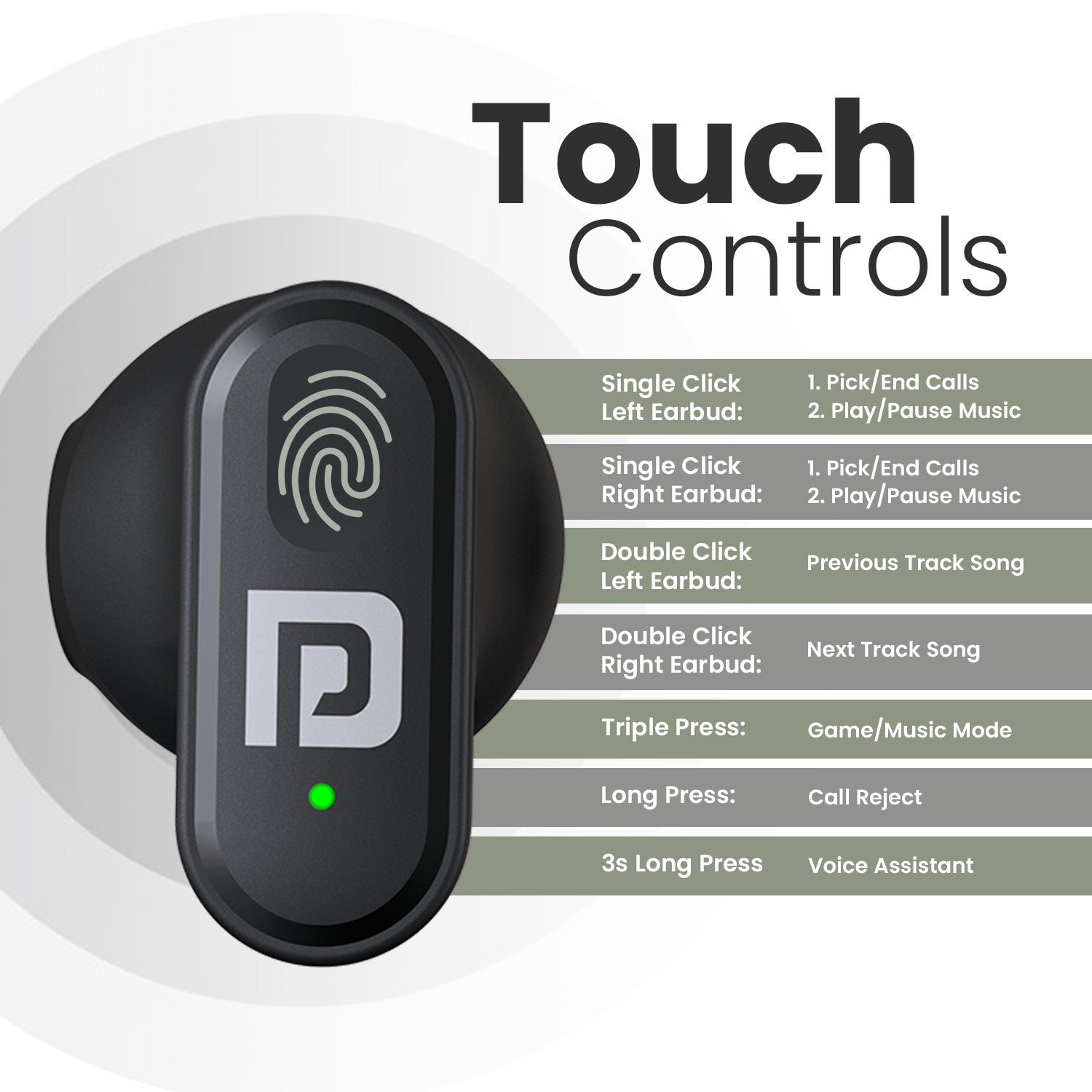 PORTRONICS Harmonics Twins S17 | Ergonomic Light Design | Game/Music Mode |10mm Dynamic Driver | Type C Fast Charging