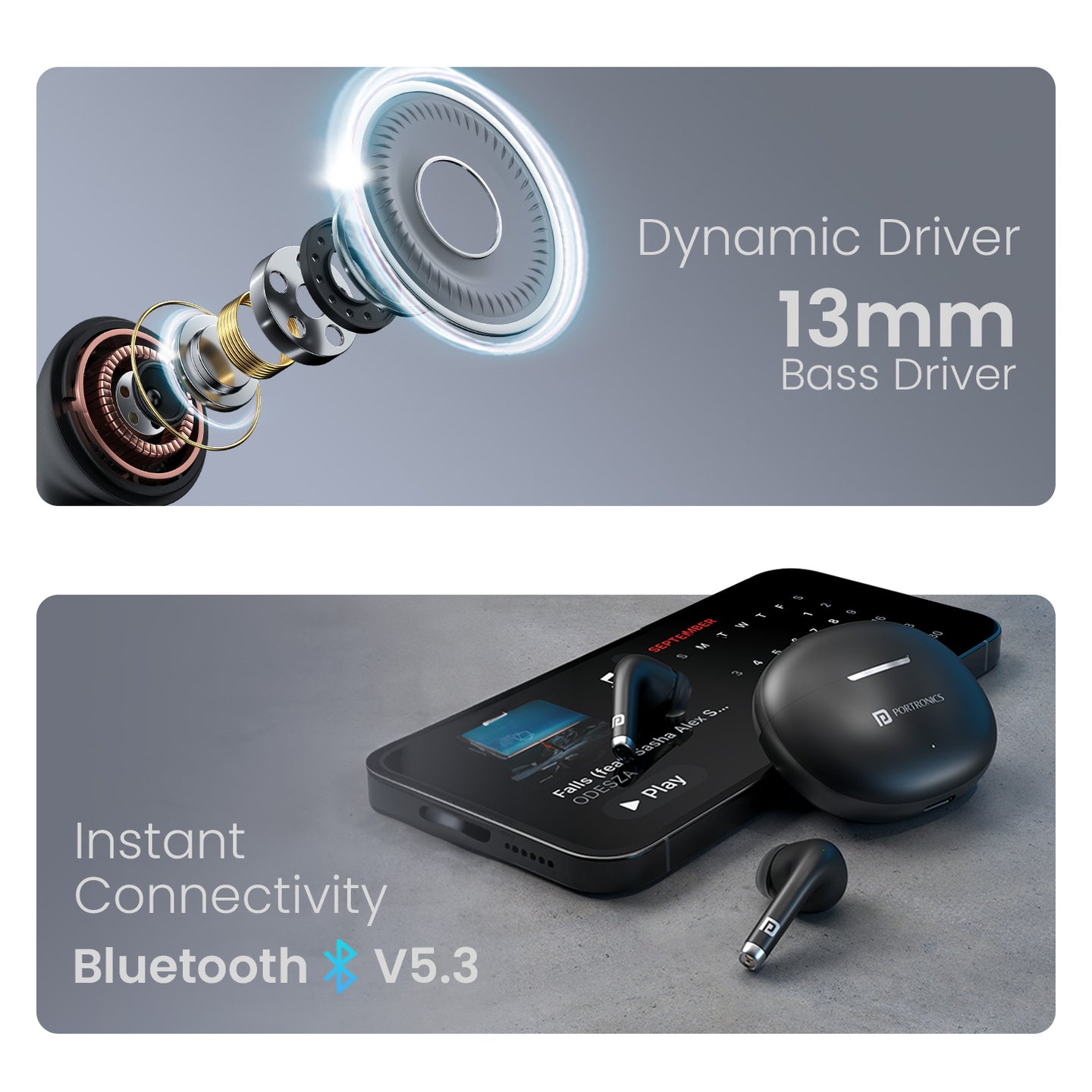 PORTRONICS Harmonics Twins S19 | Unique Earbuds Design | Game/Music Mode | Touch Control | Type C Fast Charging - | Buy Online at Shwetha Computers