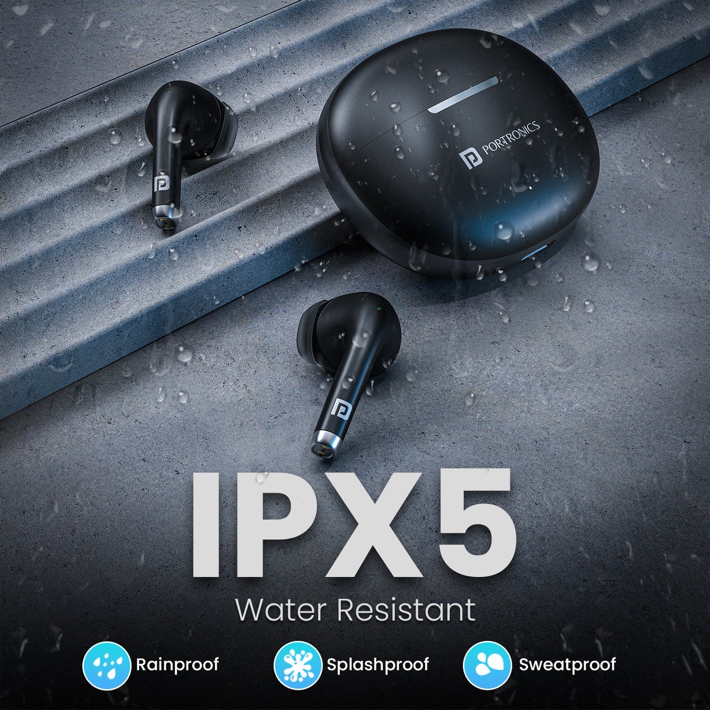 PORTRONICS Harmonics Twins S19 | Unique Earbuds Design | Game/Music Mode | Touch Control | Type C Fast Charging - | Buy Online at Shwetha Computers