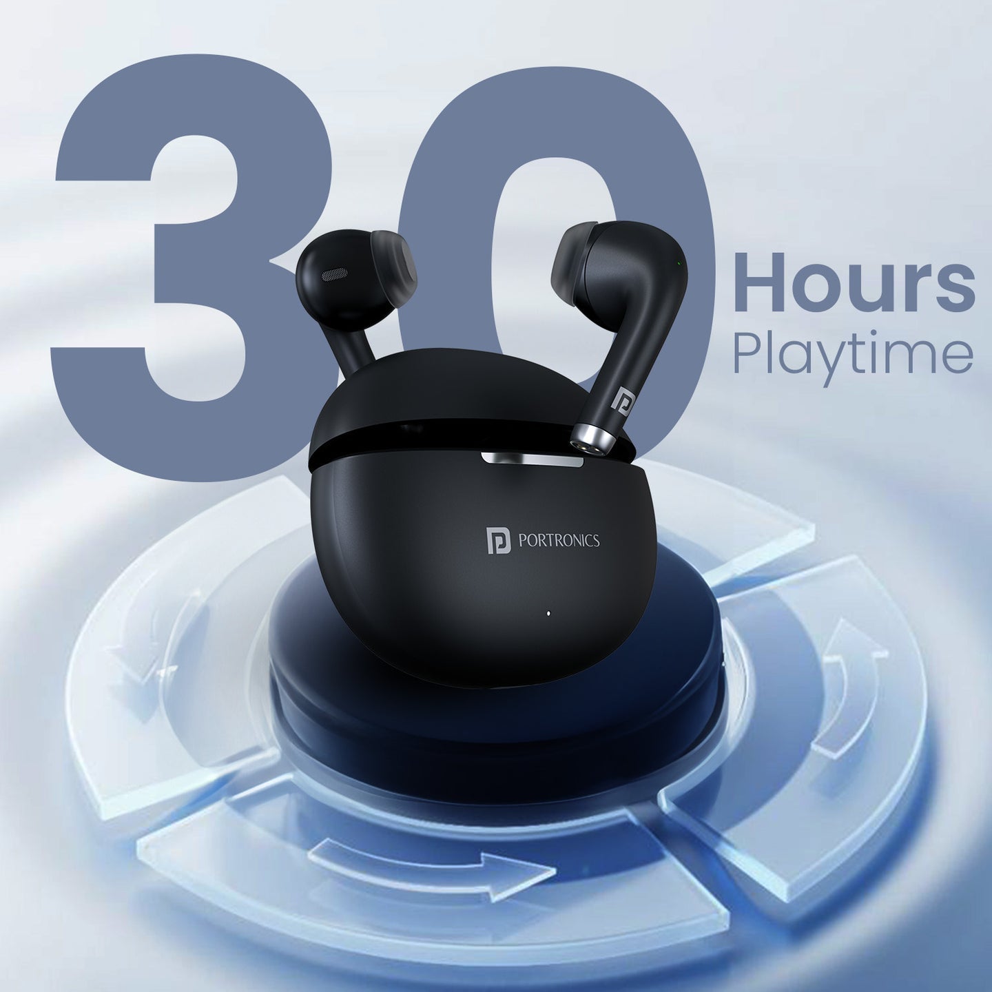 PORTRONICS Harmonics Twins S19 | Unique Earbuds Design | Game/Music Mode | Touch Control | Type C Fast Charging - | Buy Online at Shwetha Computers