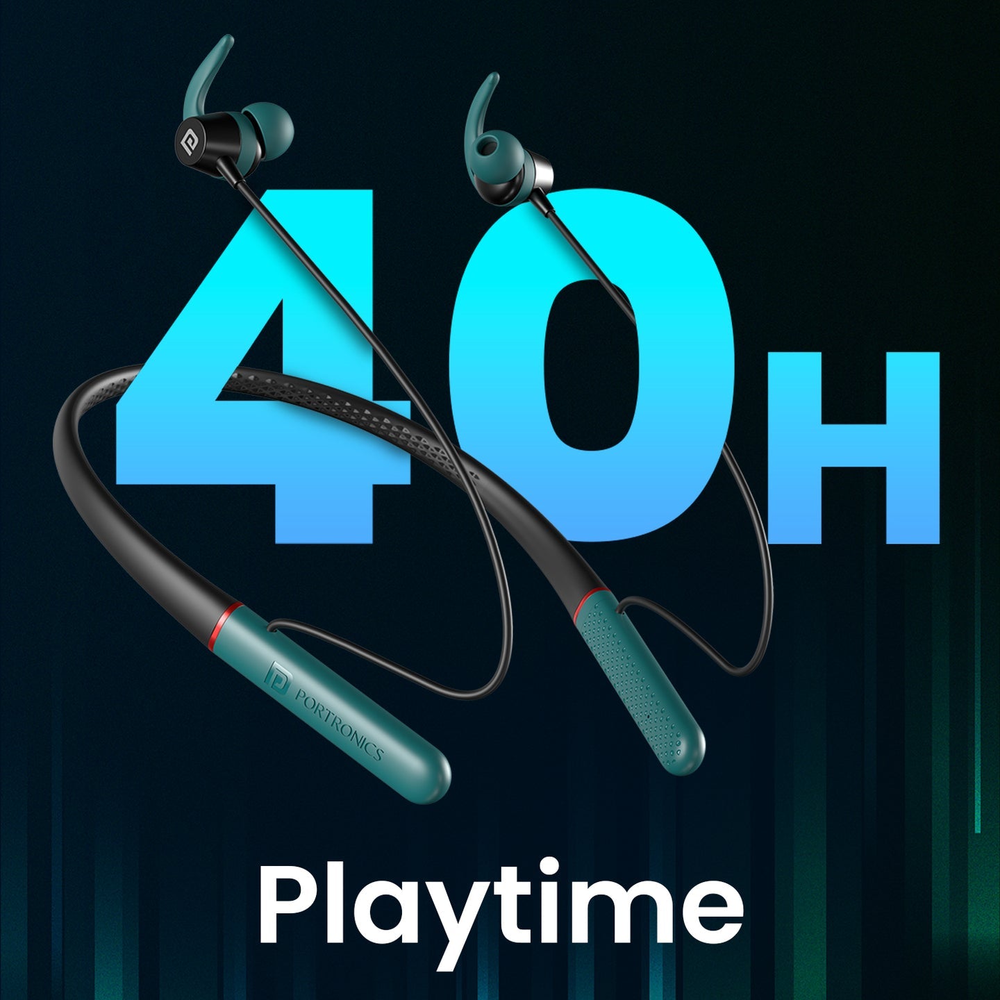 PORTRONICS Harmonics X2 Wireless Stereo Headset 40 Hour Playtime | Inline Control | Dual Pairing | HD Mic