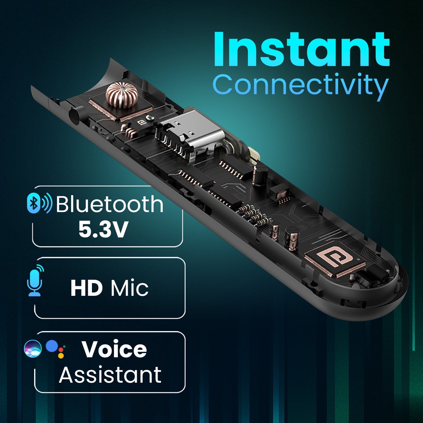 PORTRONICS Harmonics X2 Wireless Stereo Headset 40 Hour Playtime | Inline Control | Dual Pairing | HD Mic