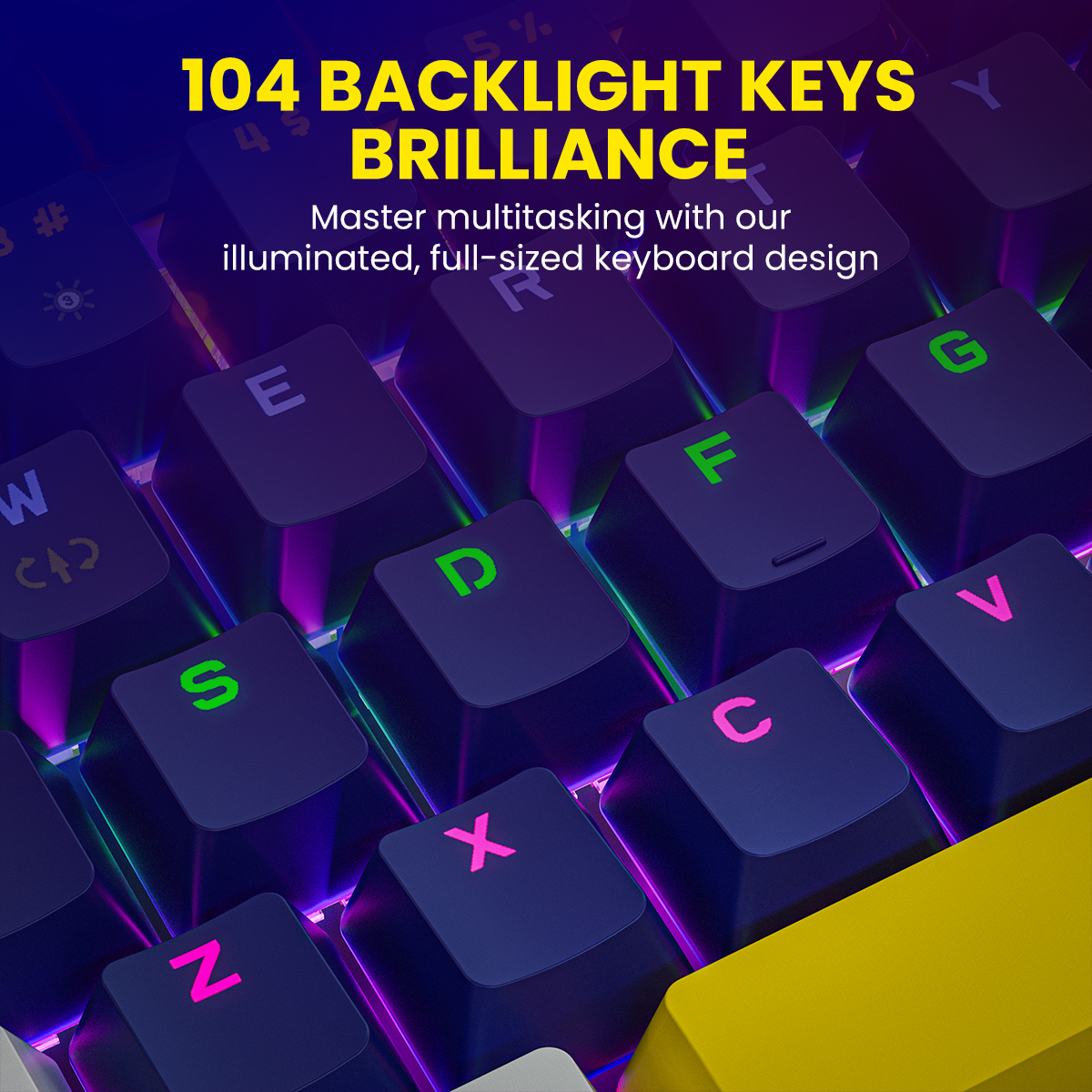 PORTRONICS K2 Keyboard Wired Mechanical Gaming Keyboard | Red Linear Switches | Dynamic Lighting Effects | 5m Long Cable | Anti-Ghosting Keys