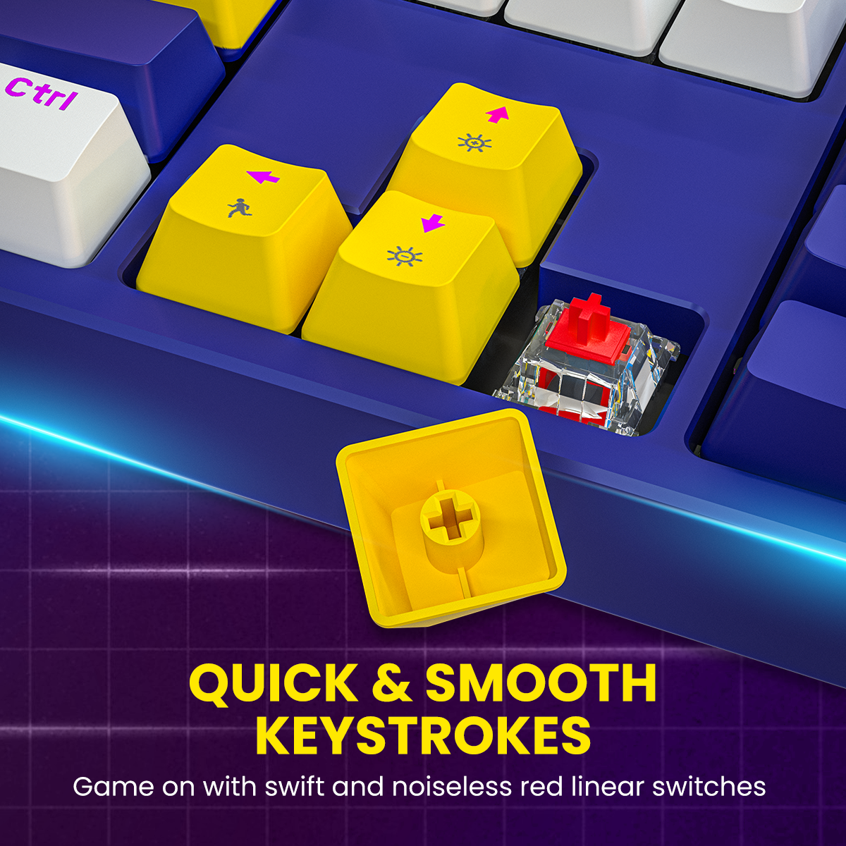 PORTRONICS K2 Keyboard Wired Mechanical Gaming Keyboard | Red Linear Switches | Dynamic Lighting Effects | 5m Long Cable | Anti-Ghosting Keys