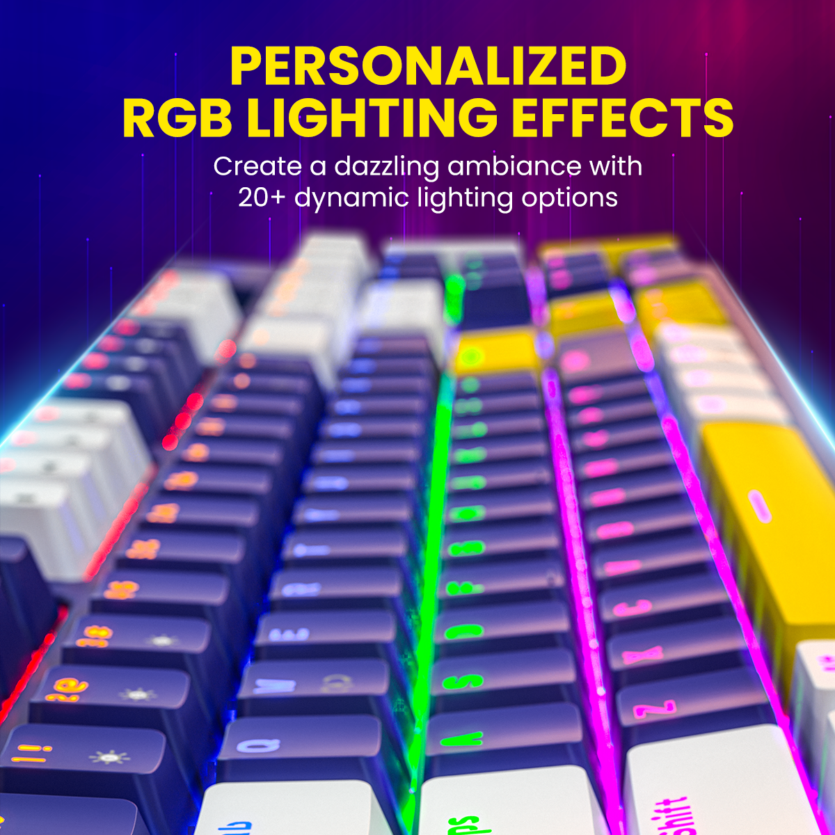 PORTRONICS K2 Keyboard Wired Mechanical Gaming Keyboard | Red Linear Switches | Dynamic Lighting Effects | 5m Long Cable | Anti-Ghosting Keys