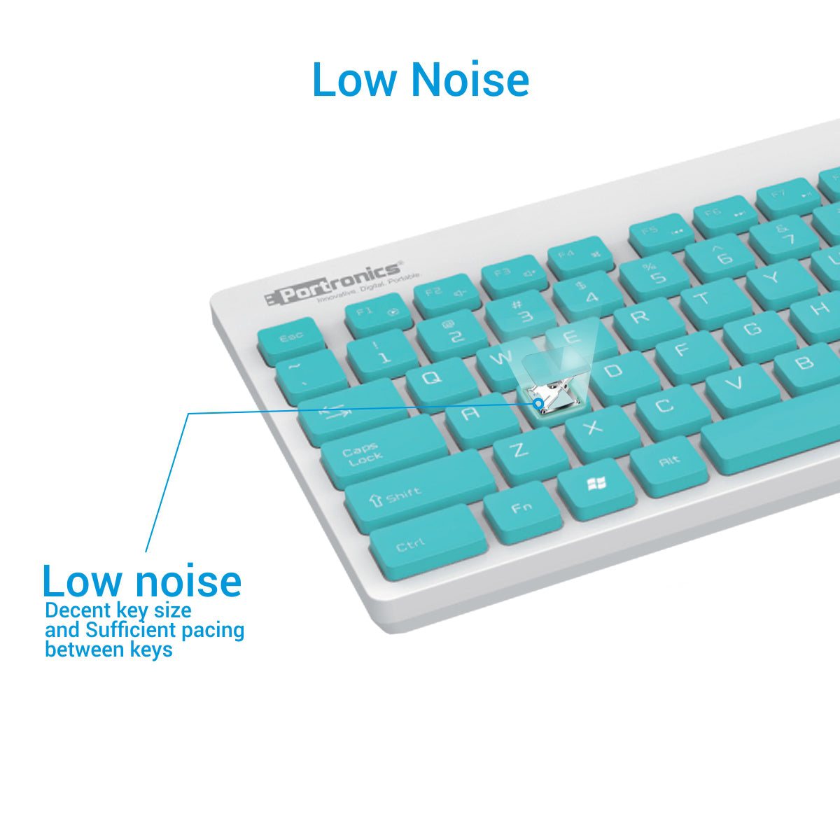PORTRONICS Key 2 Combo Multimedia Wireless Keyboard & Mouse 2.4 GHz Wireless | Tenkeyless Size | Single USB Receiver | High-Precision Mouse