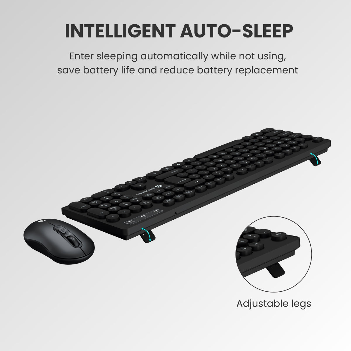 PORTRONICS Key 6 Combo Wireless Keyboard & Mouse | 2.4 GHz Wireless | Adjustable DPI Mouse | Full-Layout Keyboard | Round Keycaps