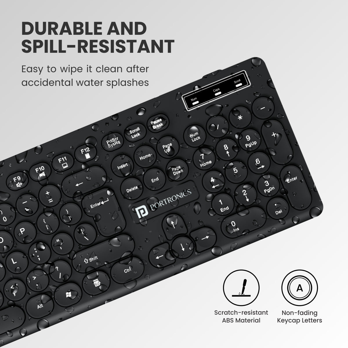 PORTRONICS Key 6 Combo Wireless Keyboard & Mouse | 2.4 GHz Wireless | Adjustable DPI Mouse | Full-Layout Keyboard | Round Keycaps