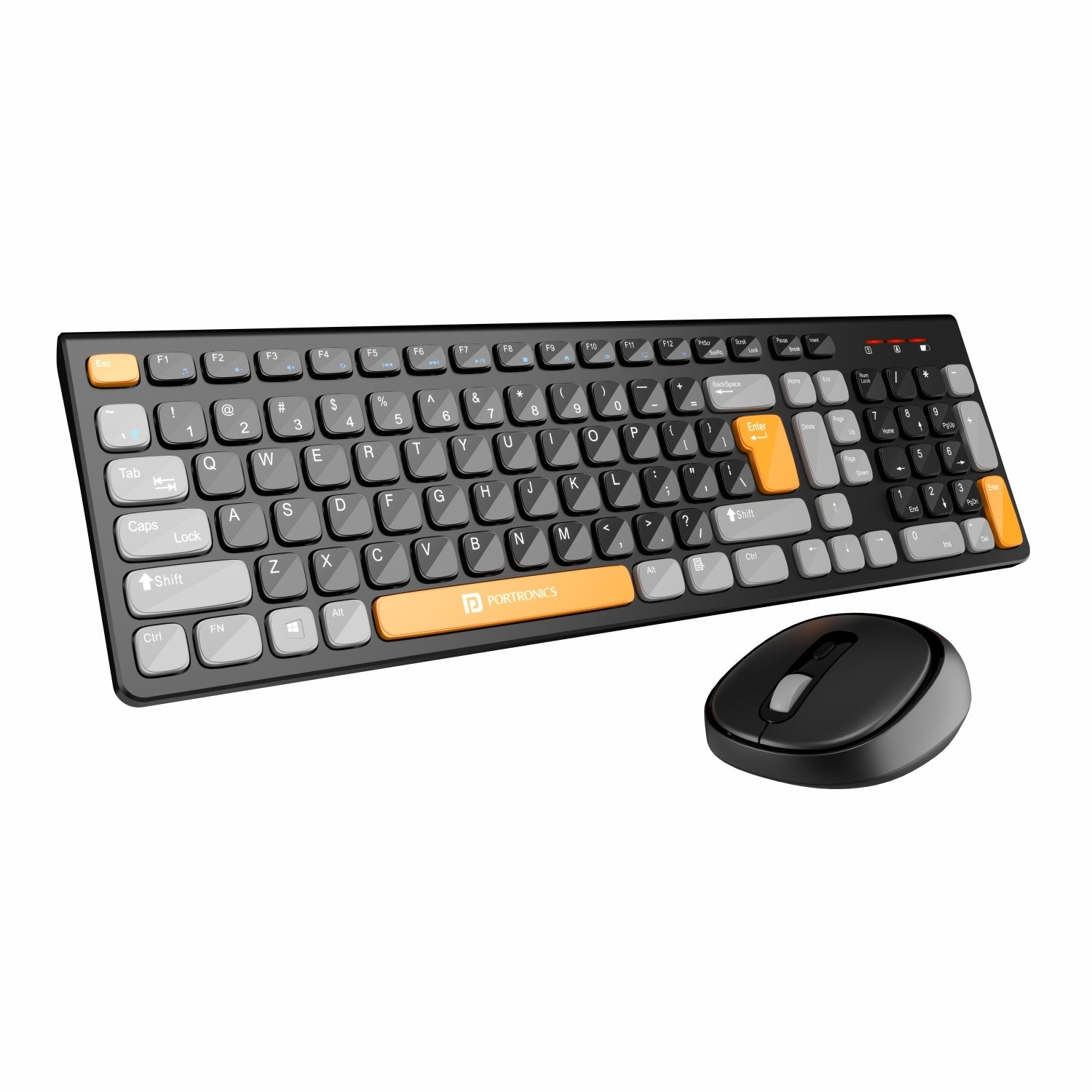 PORTRONICS Key 7 Combo Wireless Keyboard & Mouse Combo | 2.4 GHz Wireless | Function Shortcut Keys | Adjustable DPI Mouse | Full-Layout Keyboard