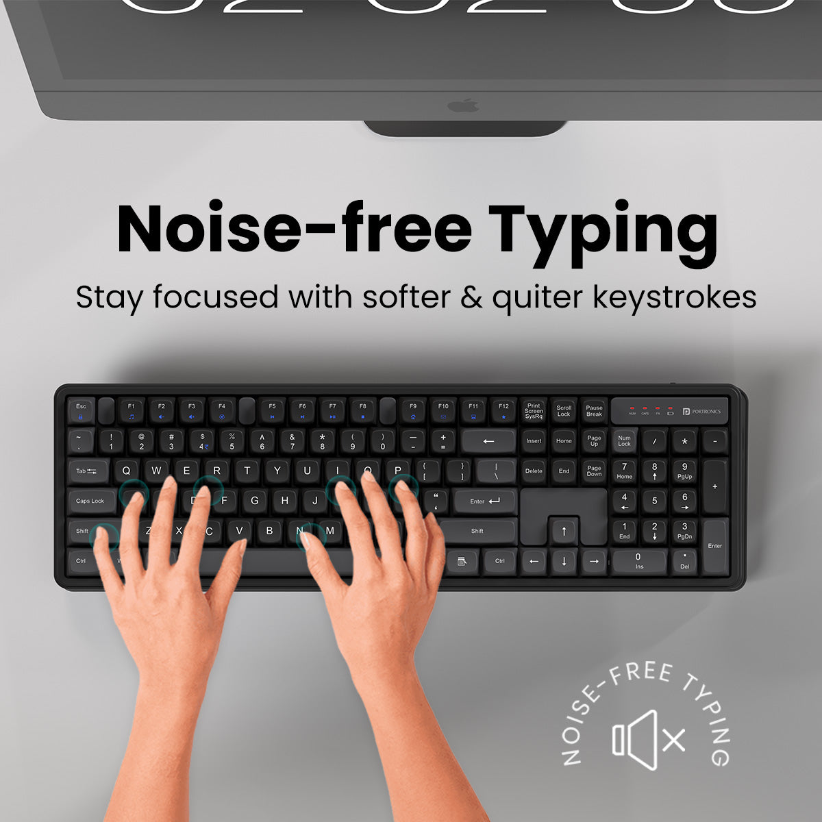 PORTRONICS Key 9 Combo Wireless Keyboard & Mouse Combo | Wireless Receiver | Noise-free Typing | Ergonomic Mouse | Adjustable DPI