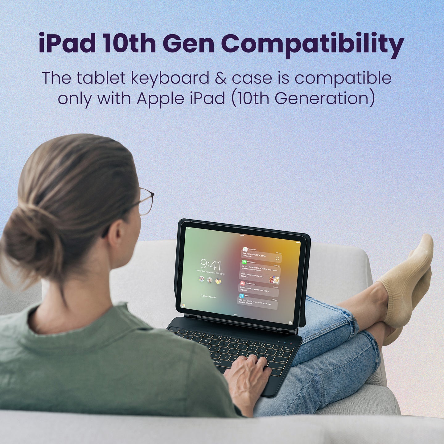 PORTRONICS Padmate Wireless Keyboard Case for ipad (10 Gen) | For iPad (10 Gen) | Touchpad | Rechargeable | Magnetic Attachment
