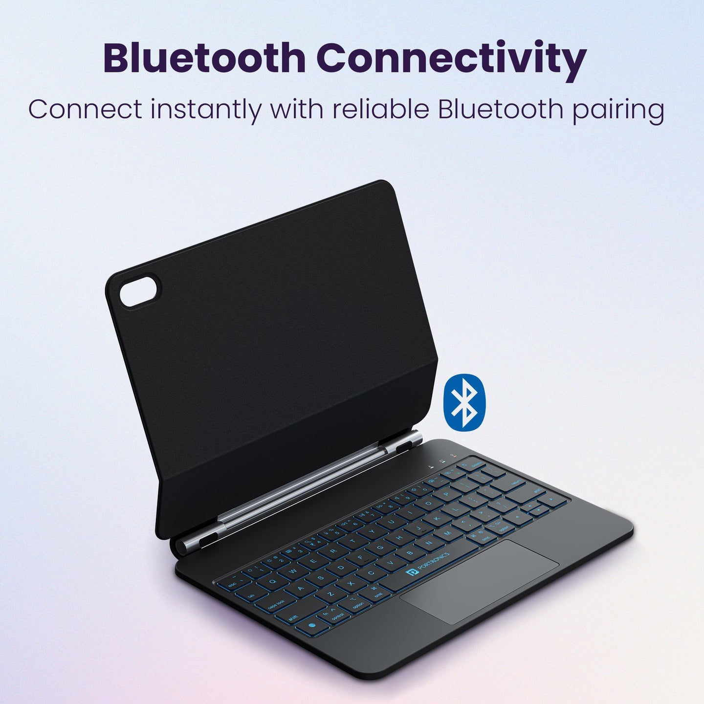 PORTRONICS Padmate Wireless Keyboard Case for ipad (10 Gen) | For iPad (10 Gen) | Touchpad | Rechargeable | Magnetic Attachment