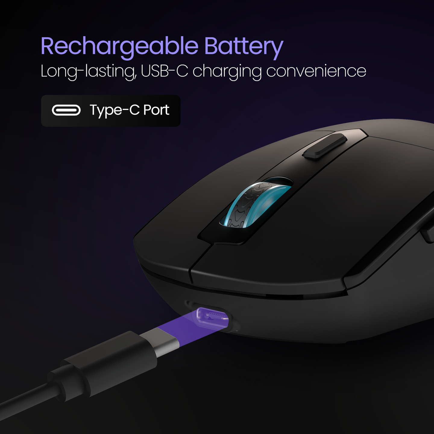PORTRONICS Toad One Wireless Optical Mouse Adjustable DPI resolution | Type-C charging | 2.4 GHz operating speed | Auto Power Saving