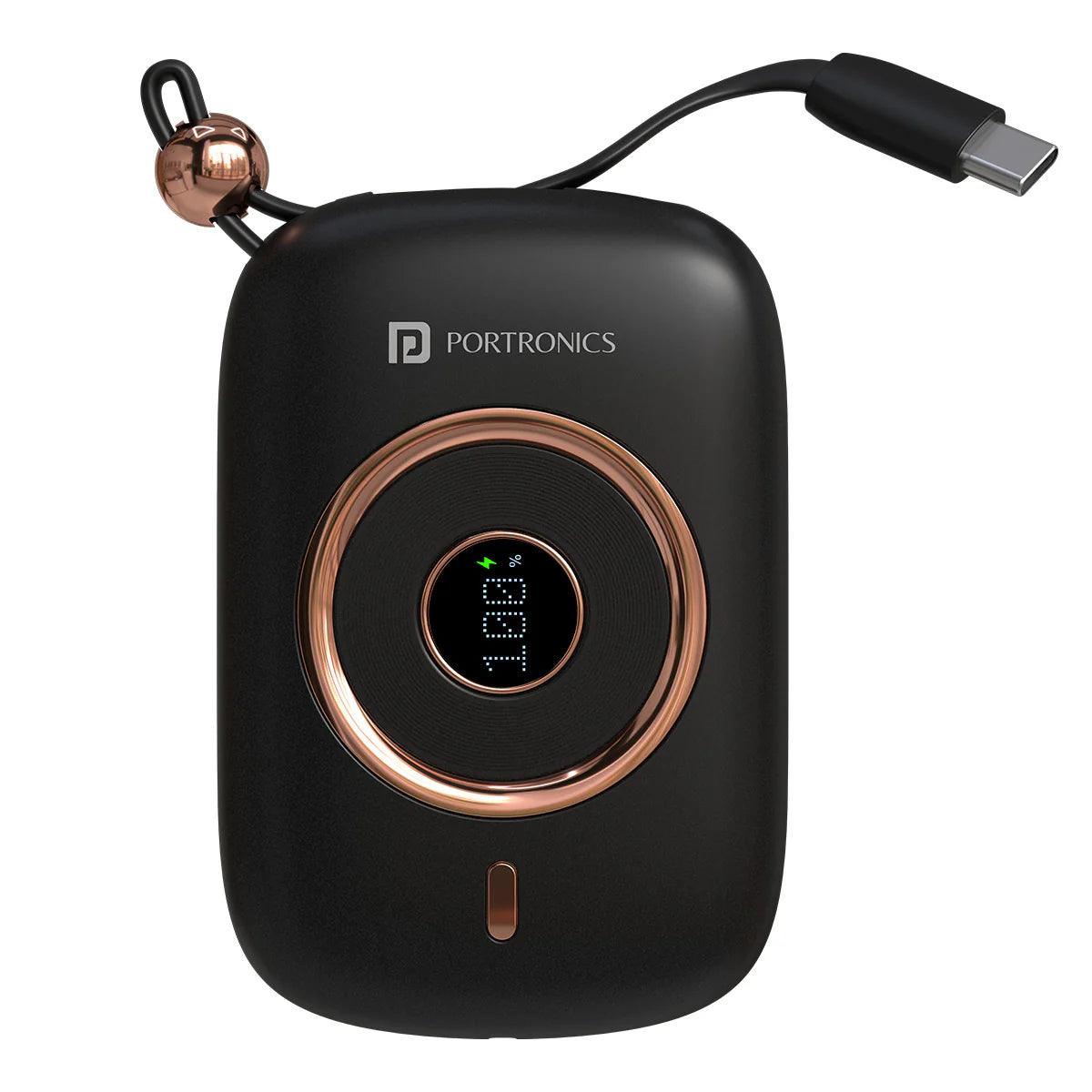 PORTRONICS Power Shutter Pro Powerbank 10000mAh Powerbank | In Built Type C PD Cable | Bidirectional Type C Port | Super-Fast Charging