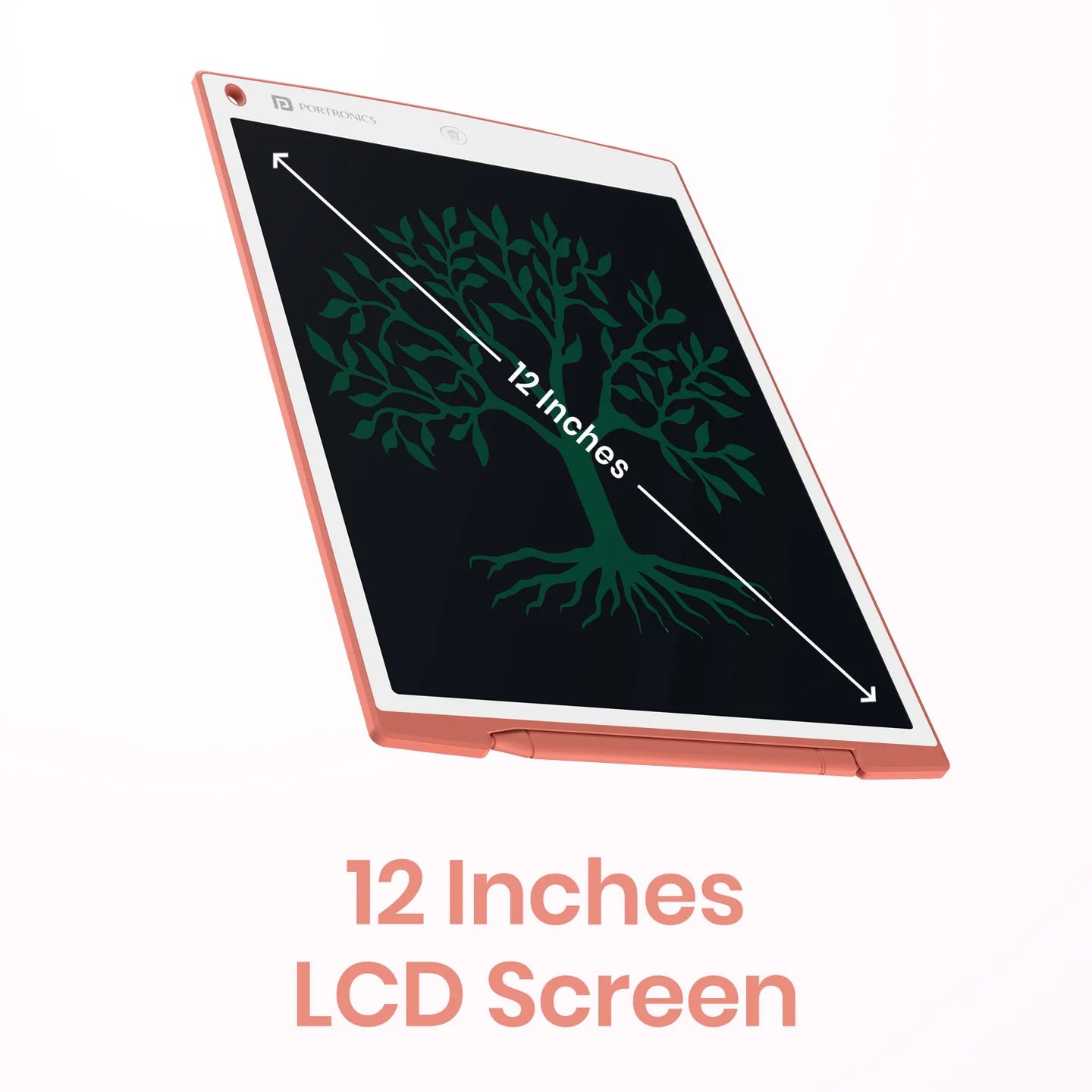 PORTRONICS Ruffpad 12 Re Writable LCD Pad | Green LCD | One-Press Erase | 12 Inches Screen | Erase Lock Switch