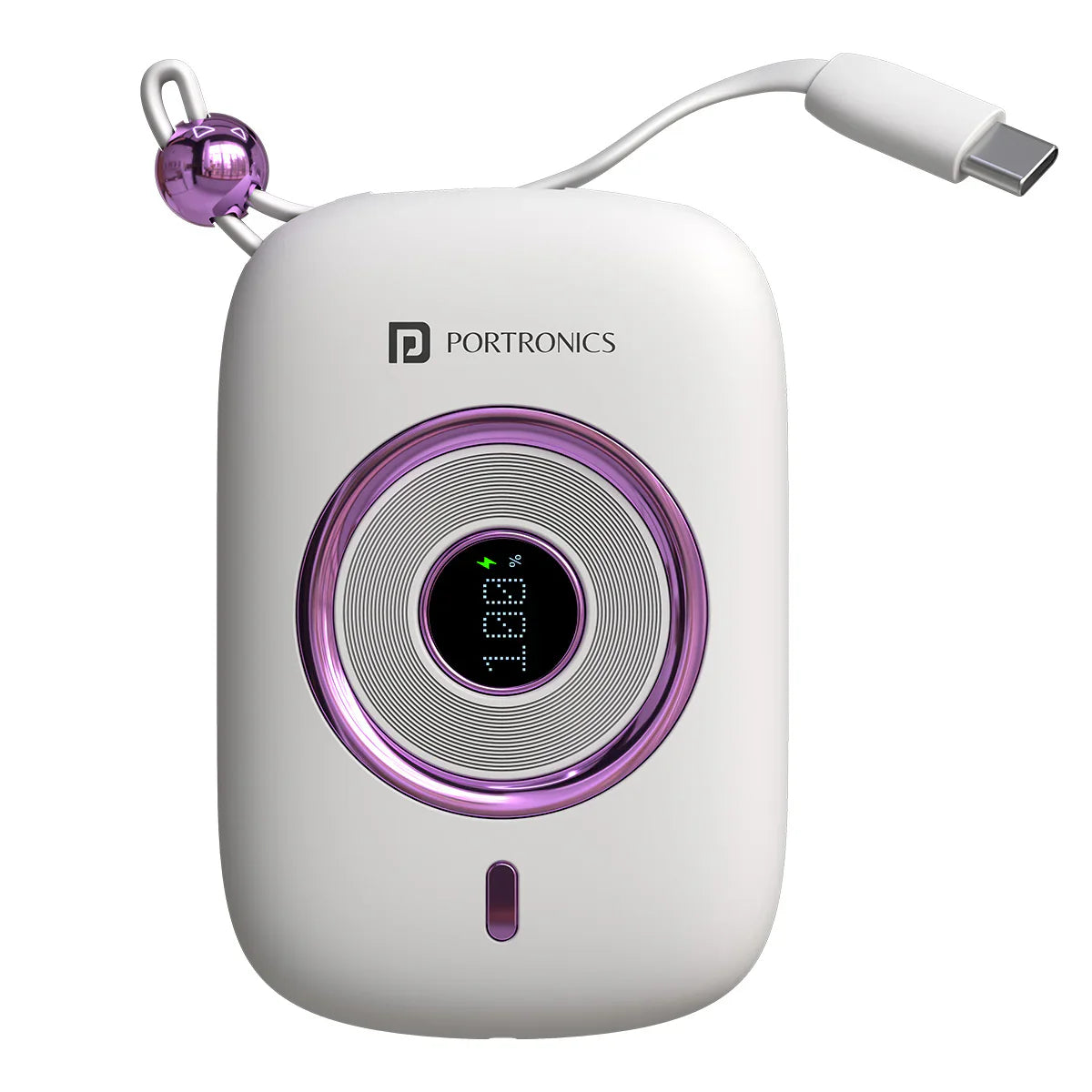PORTRONICS Power Shutter Pro Powerbank 10000mAh Powerbank | In Built Type C PD Cable | Bidirectional Type C Port | Super-Fast Charging